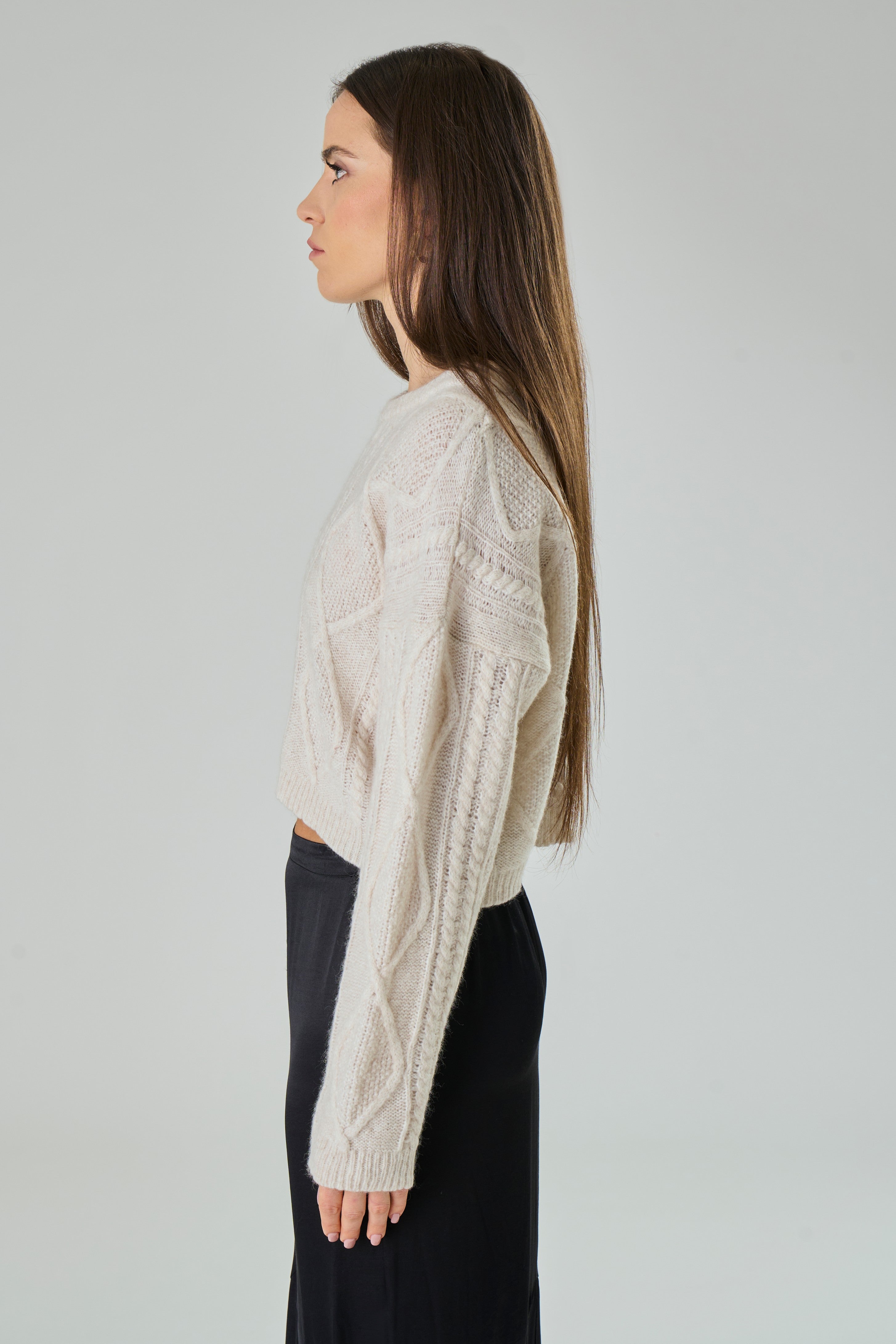 Maglione con trecce in Lana Merinos - Caterina