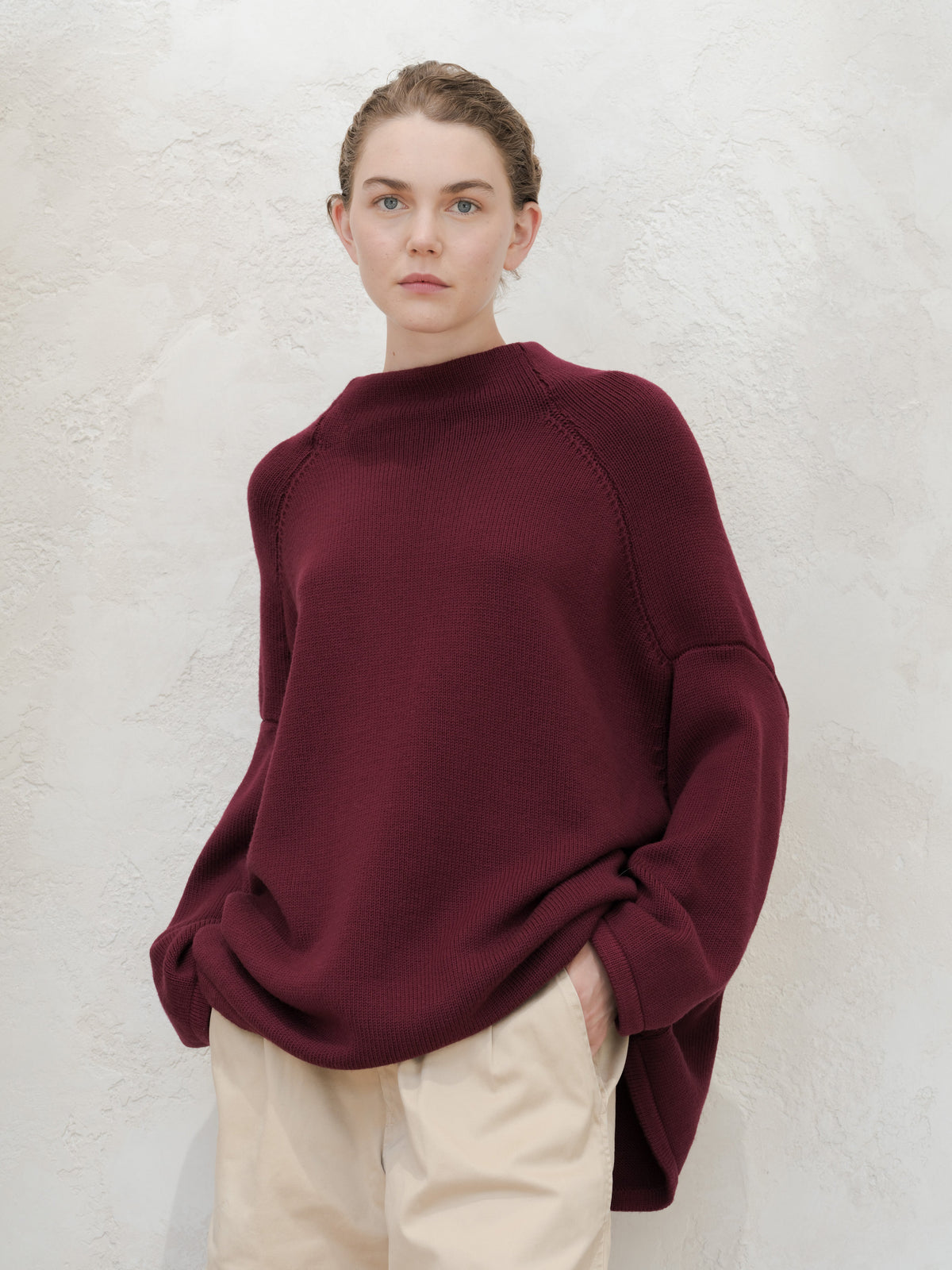 Maglia Oversize a Collo Volcano in Merino Extrafine