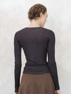Maglia Girocollo a Coste in Seta Mulberry
