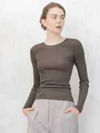 Maglia Girocollo a Coste in Seta Mulberry