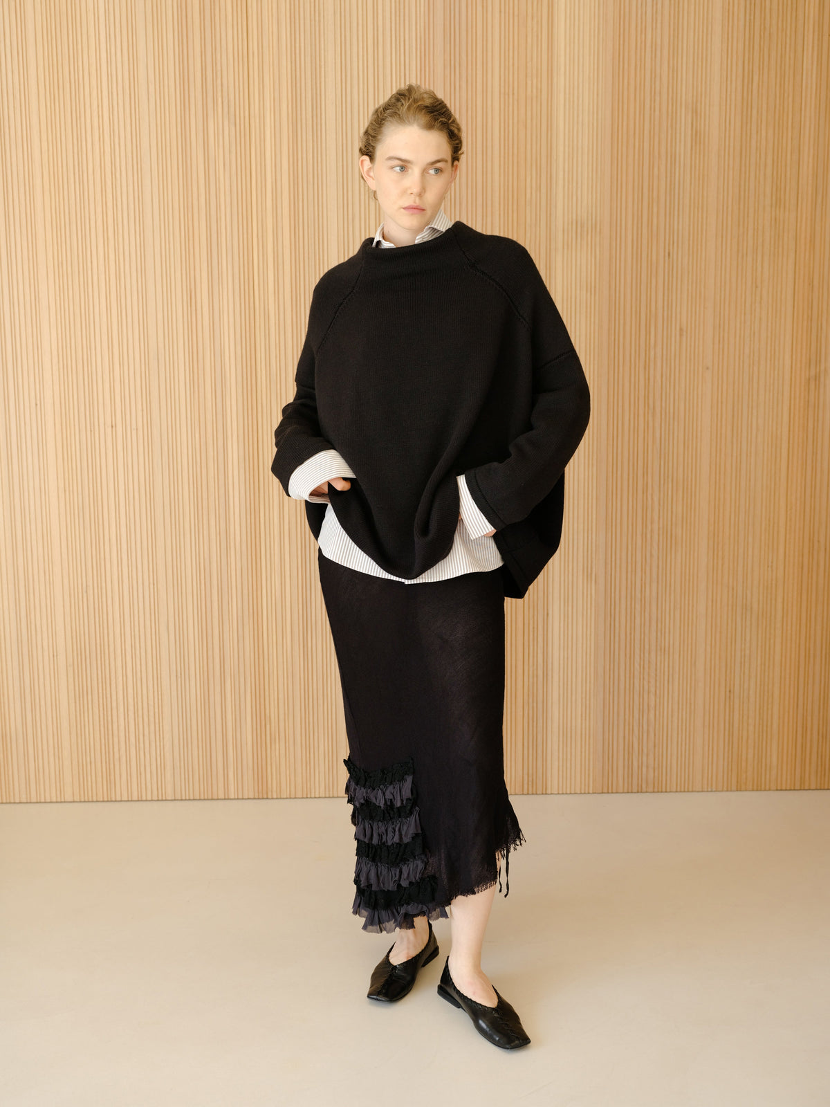 Maglia Oversize a Collo Volcano in Merino Extrafine