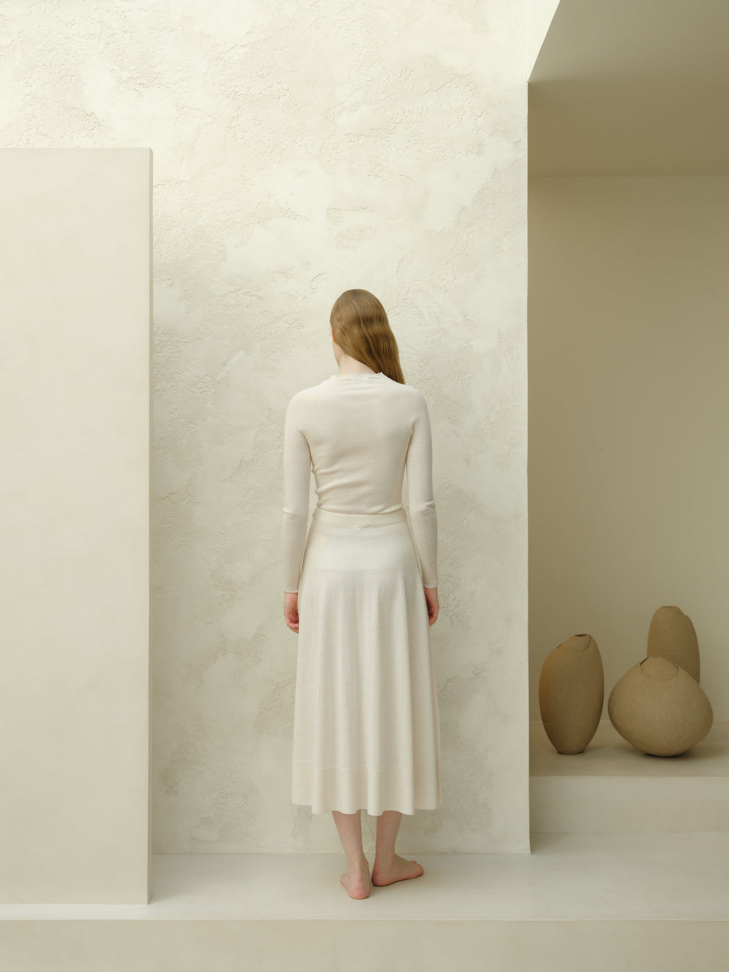 Maglia Girocollo a Costine in Lana Merino Extrafine