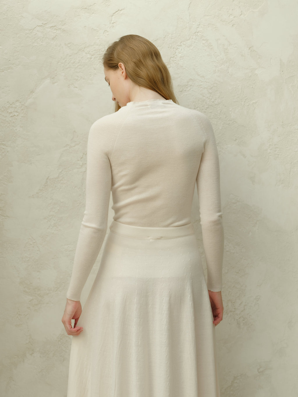 Maglia Girocollo a Costine in Lana Merino Extrafine