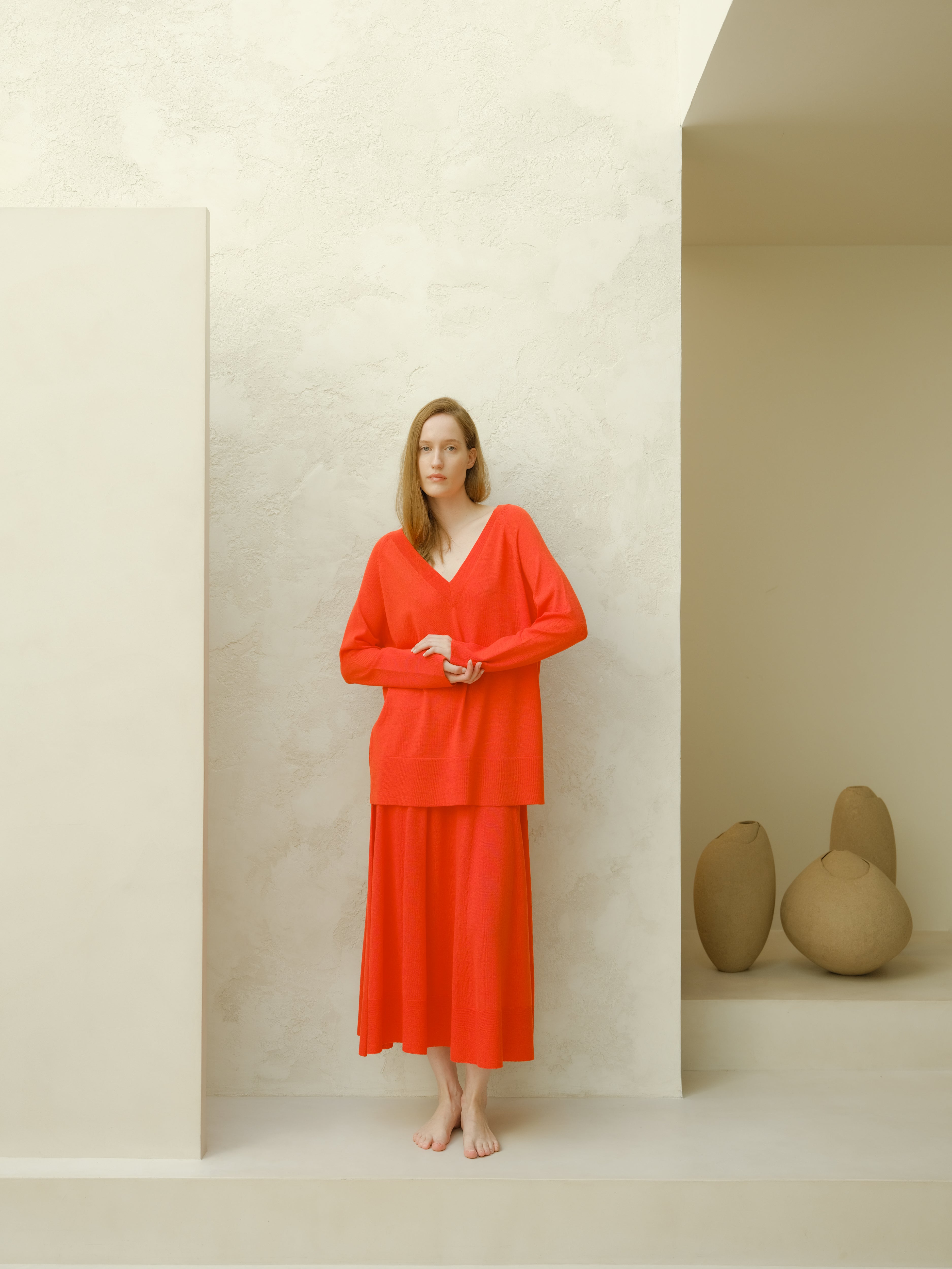 Extra Fine Merino V-Neck Maxi Sweater