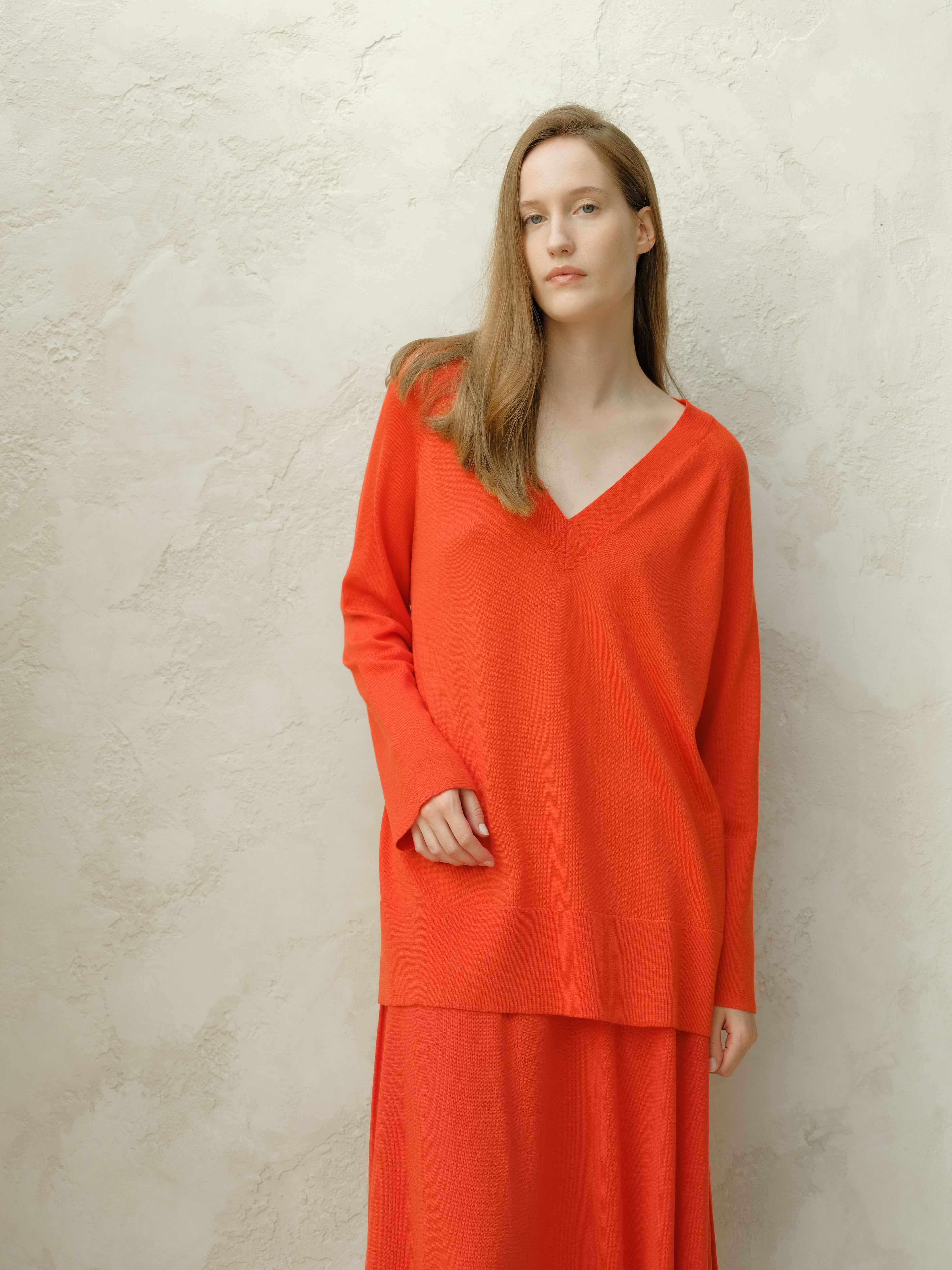 Extra Fine Merino V-Neck Maxi Sweater