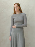 Maglia Girocollo a Costine in Lana Merino Extrafine