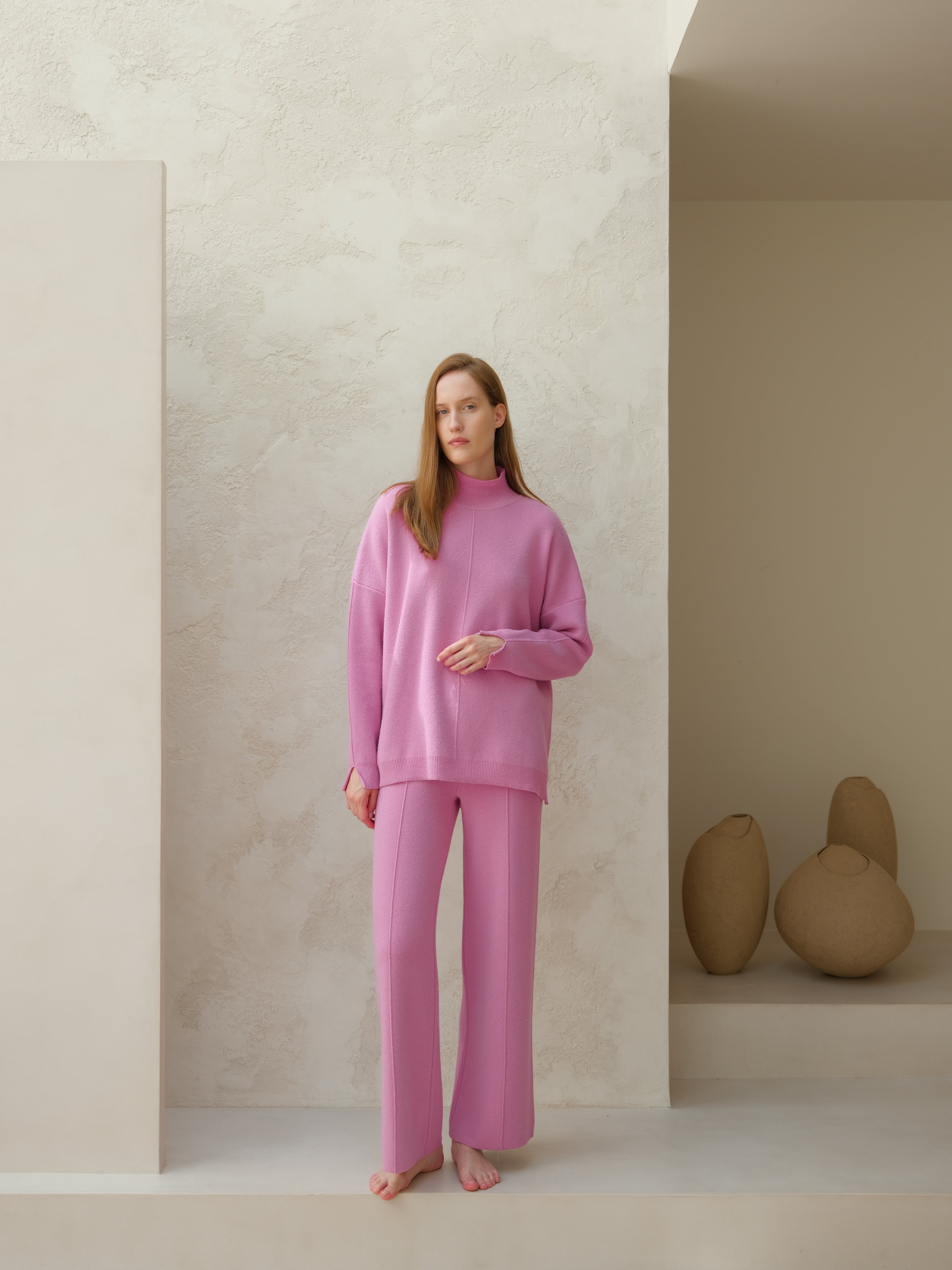 Cashmere Mix Wide-Leg Trousers
