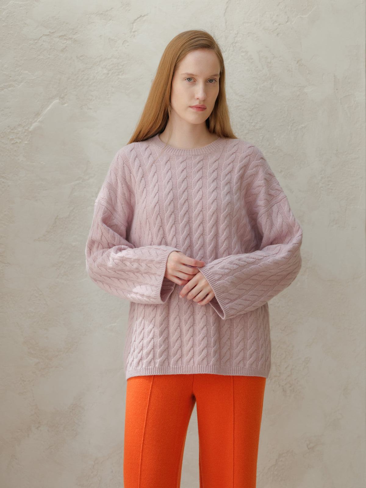 Maglia Oversize Maxi in Lana e Cashmere con Trecce