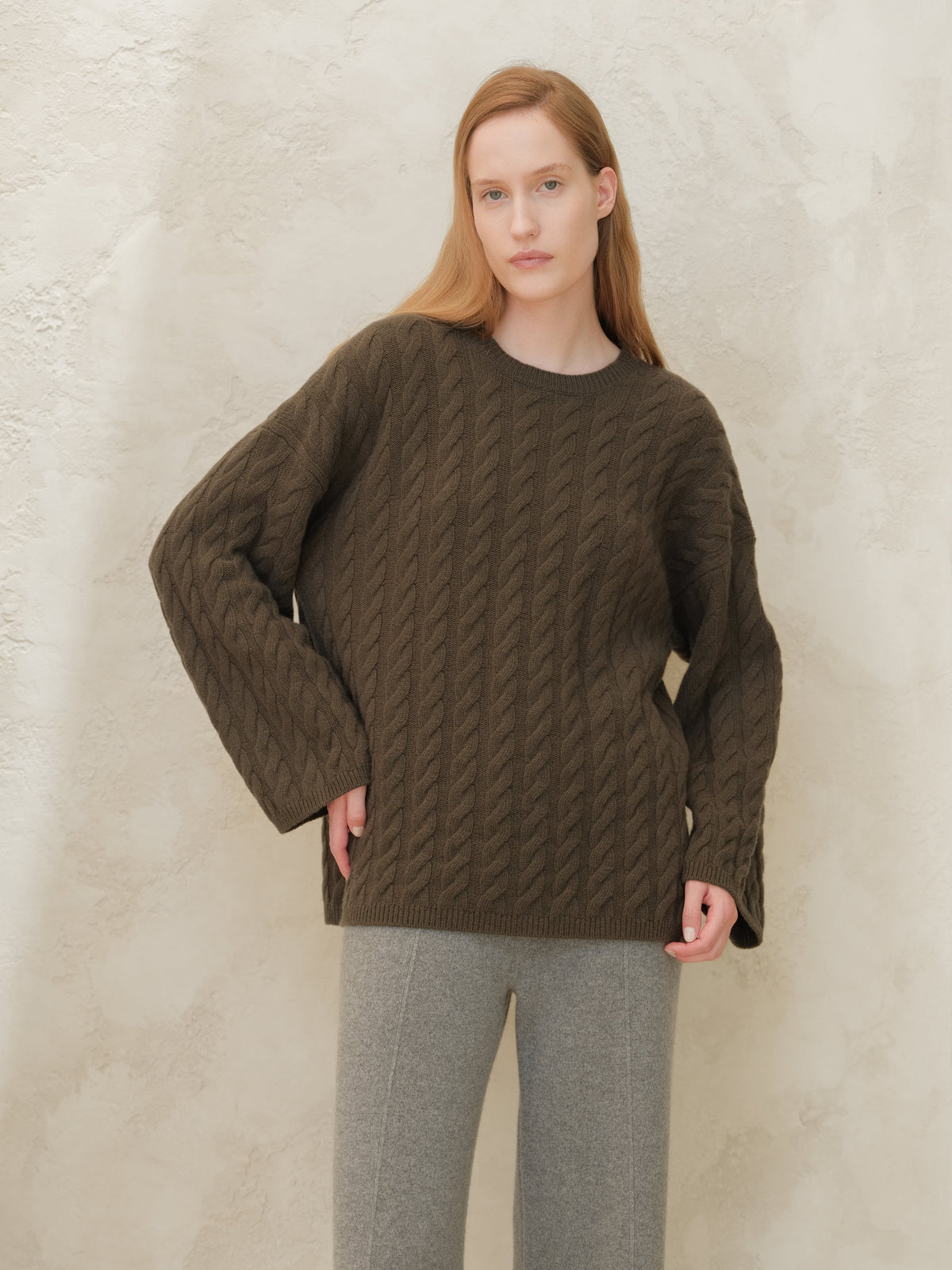 Maglia Oversize Maxi in Lana e Cashmere con Trecce