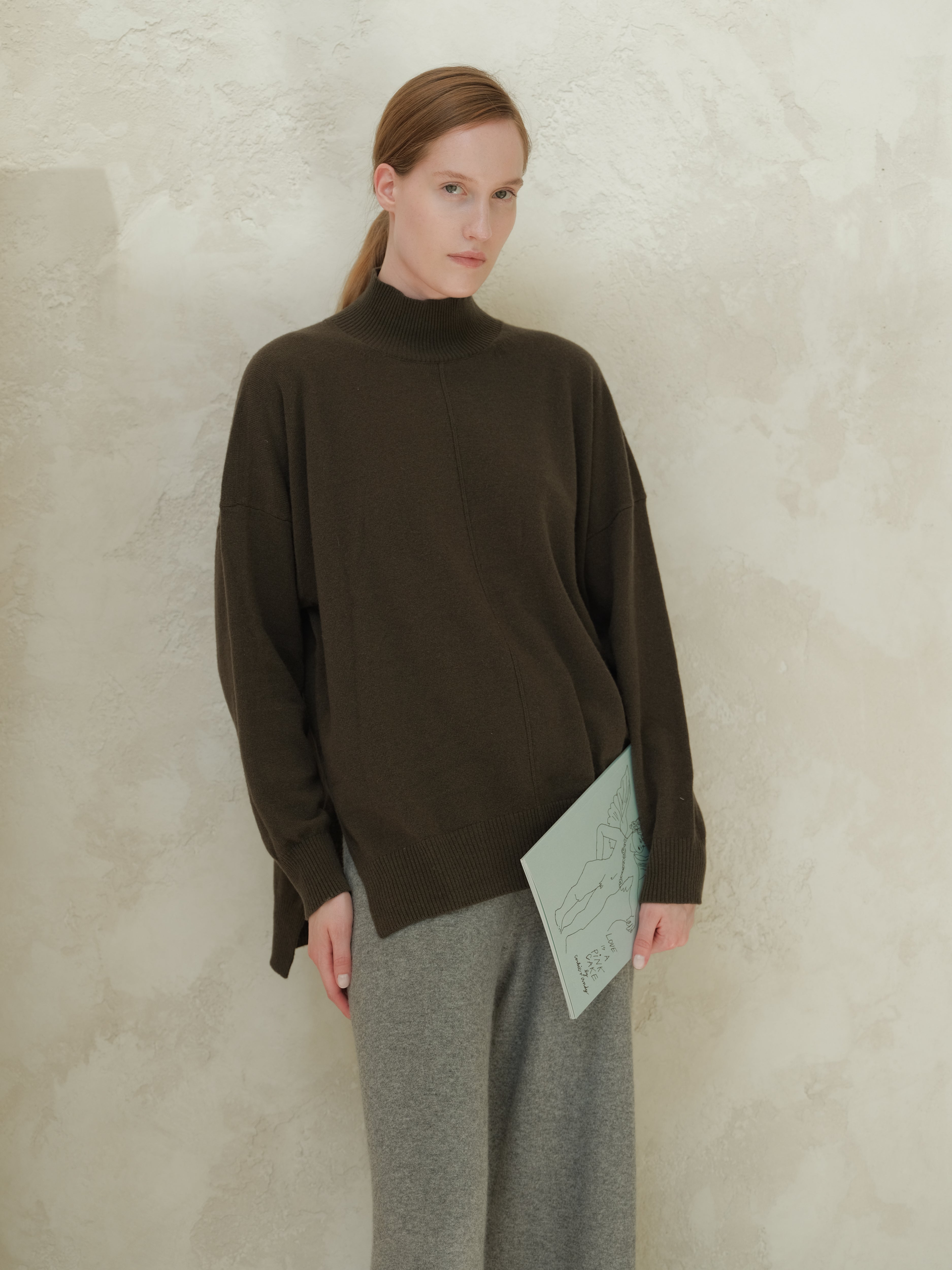 Cashmere Mix High Neck with Side Slits