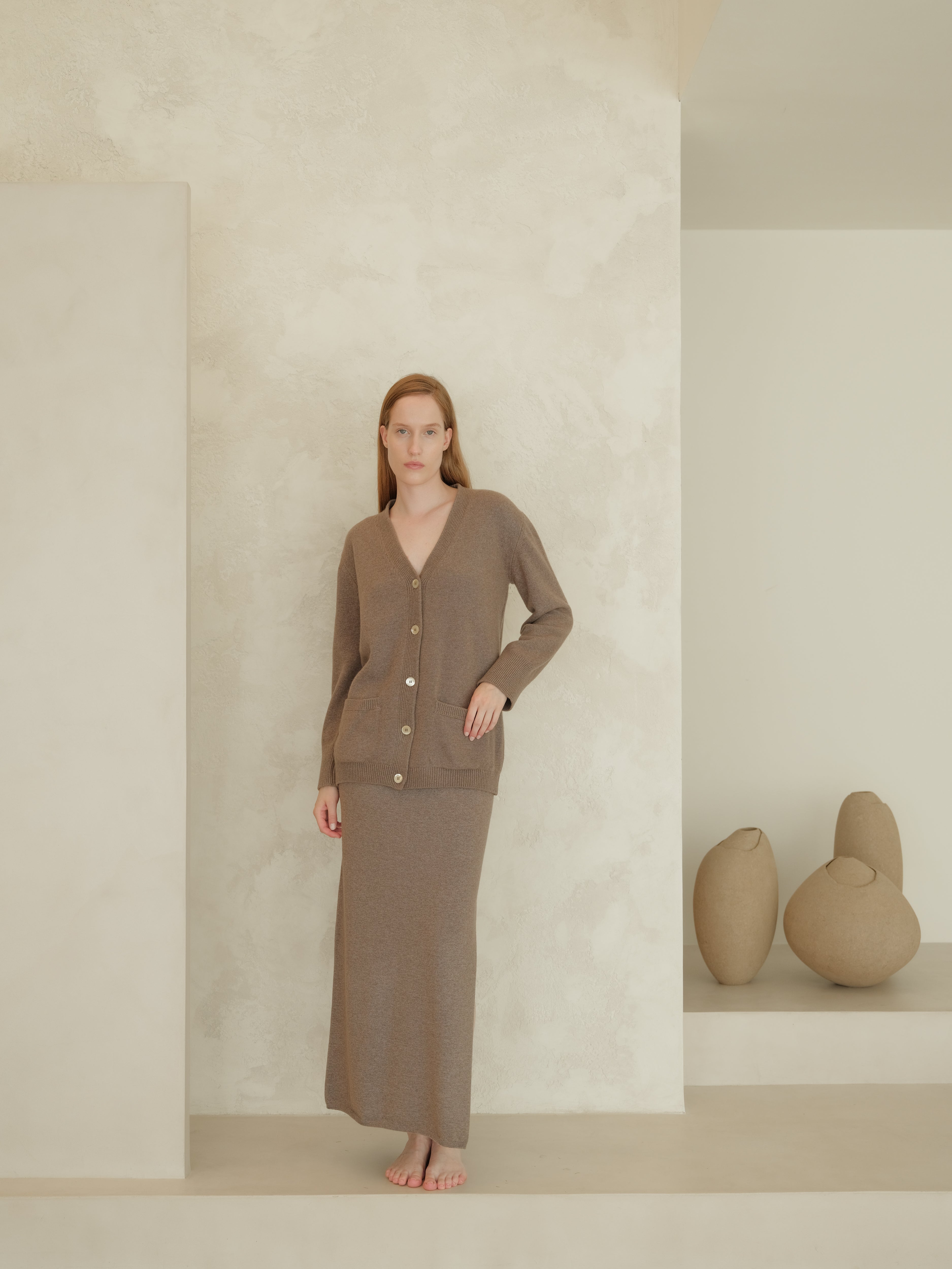Cashmere Mix Long Skirt
