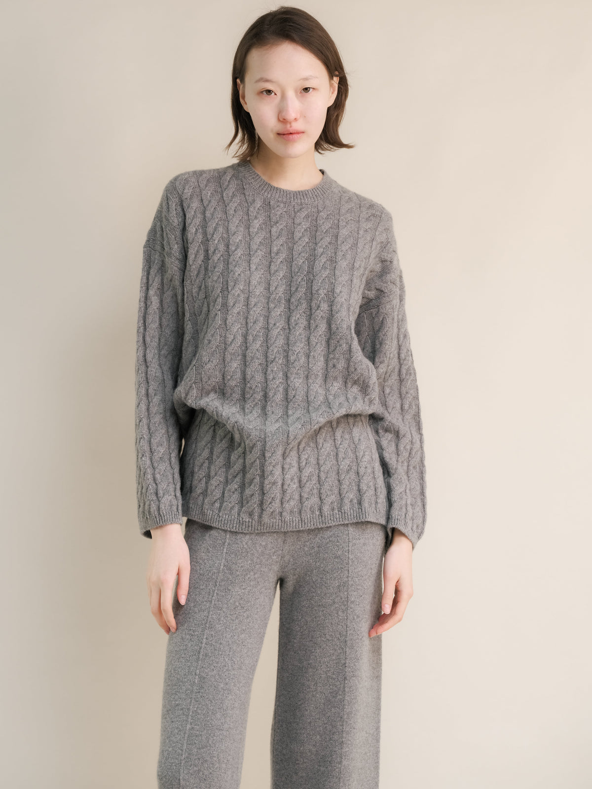 Maglia Oversize Maxi in Lana e Cashmere con Trecce