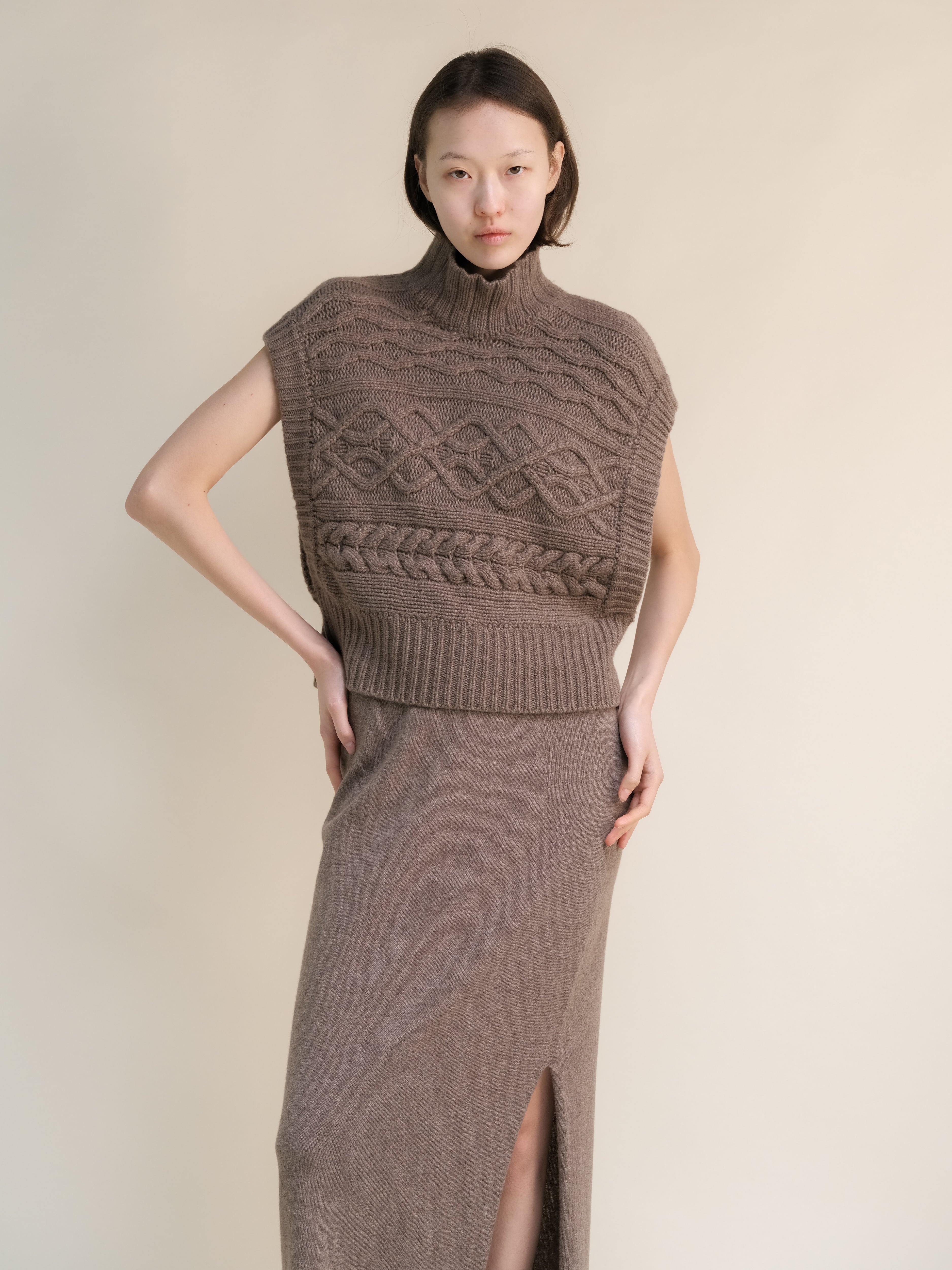 Cashmere Mix Cable Tunic