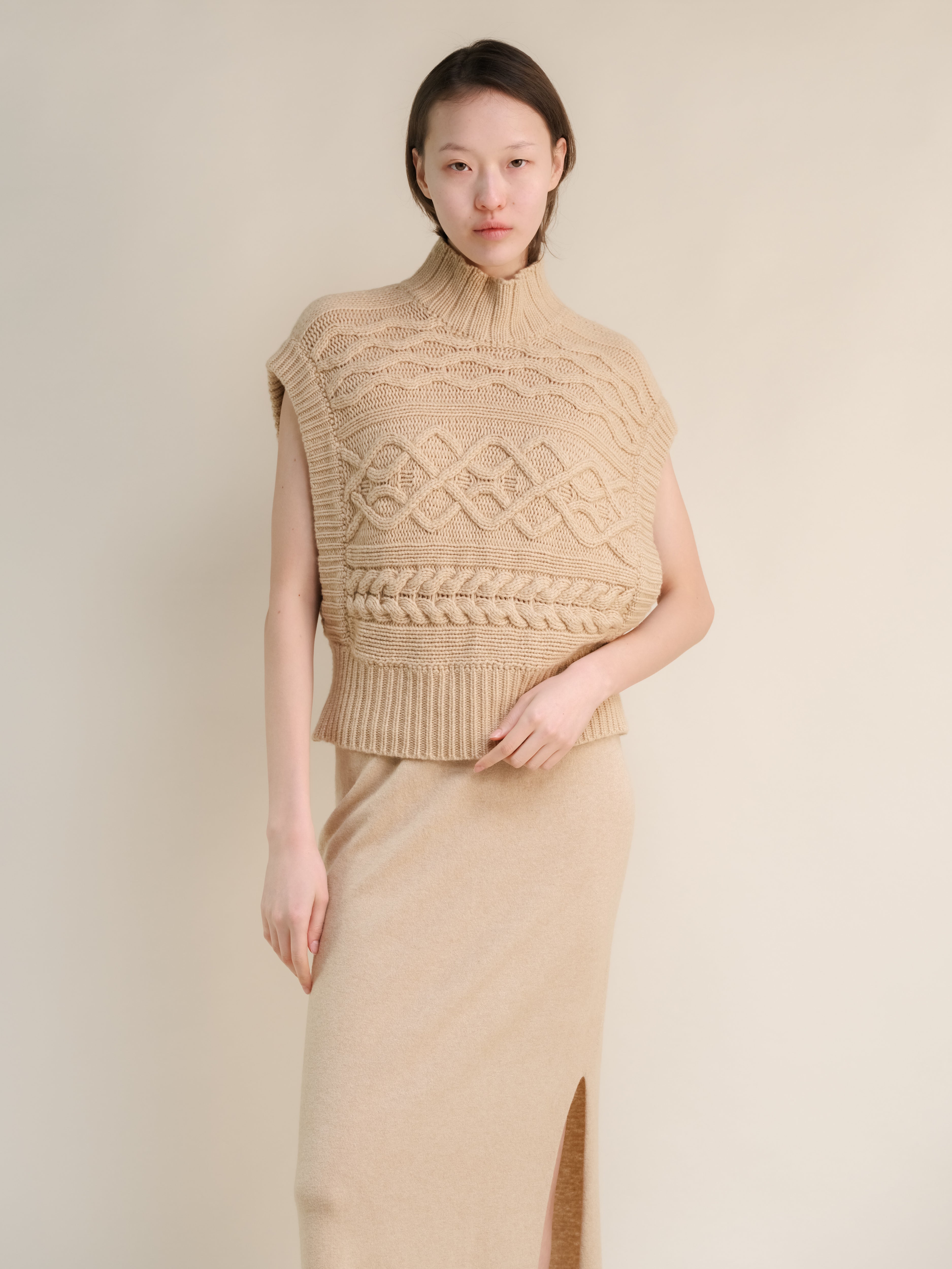 Cashmere Mix Cable Tunic