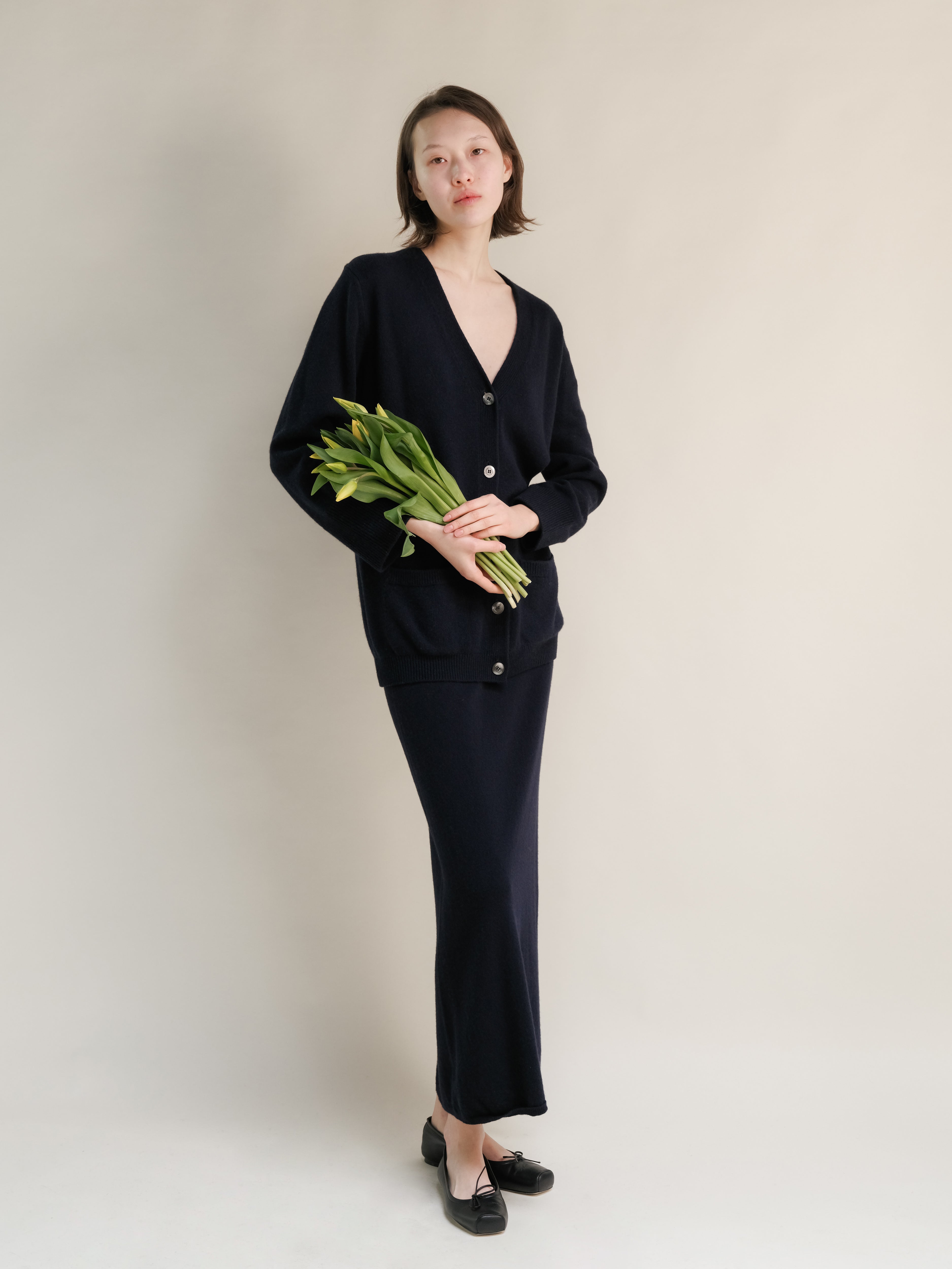 Cashmere Mix Long Skirt