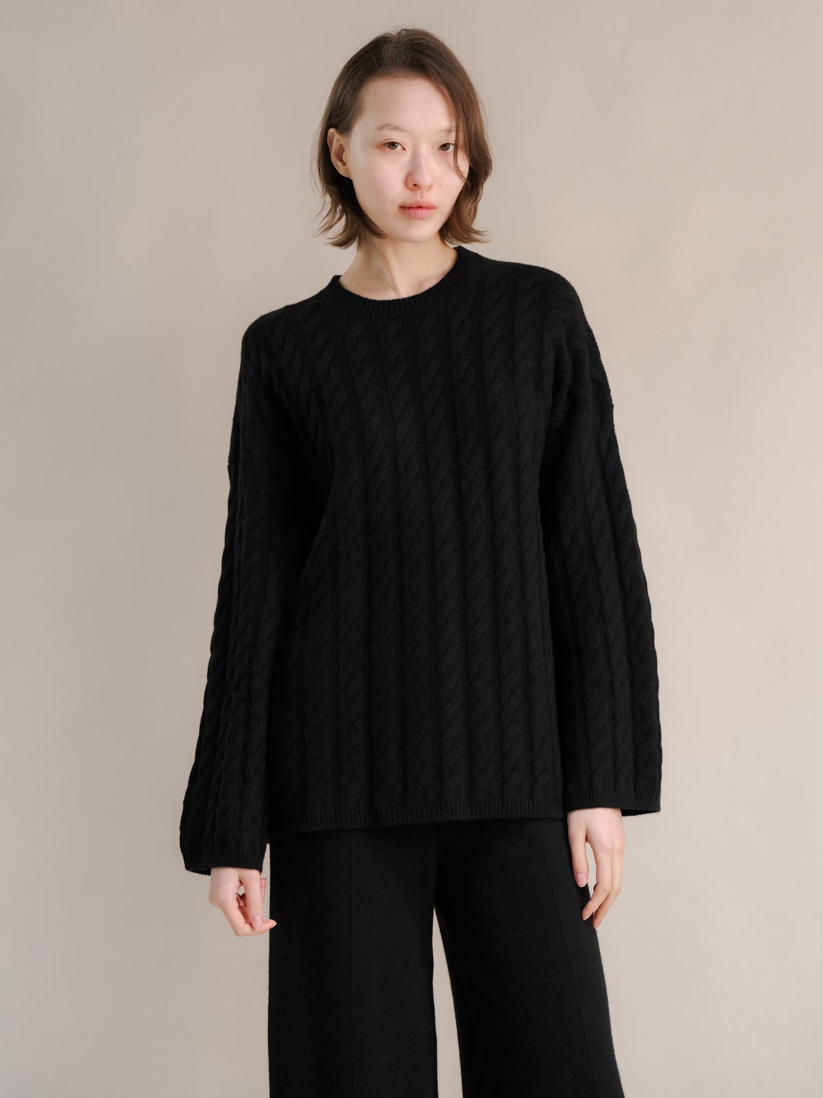 Maglia Oversize Maxi in Lana e Cashmere con Trecce