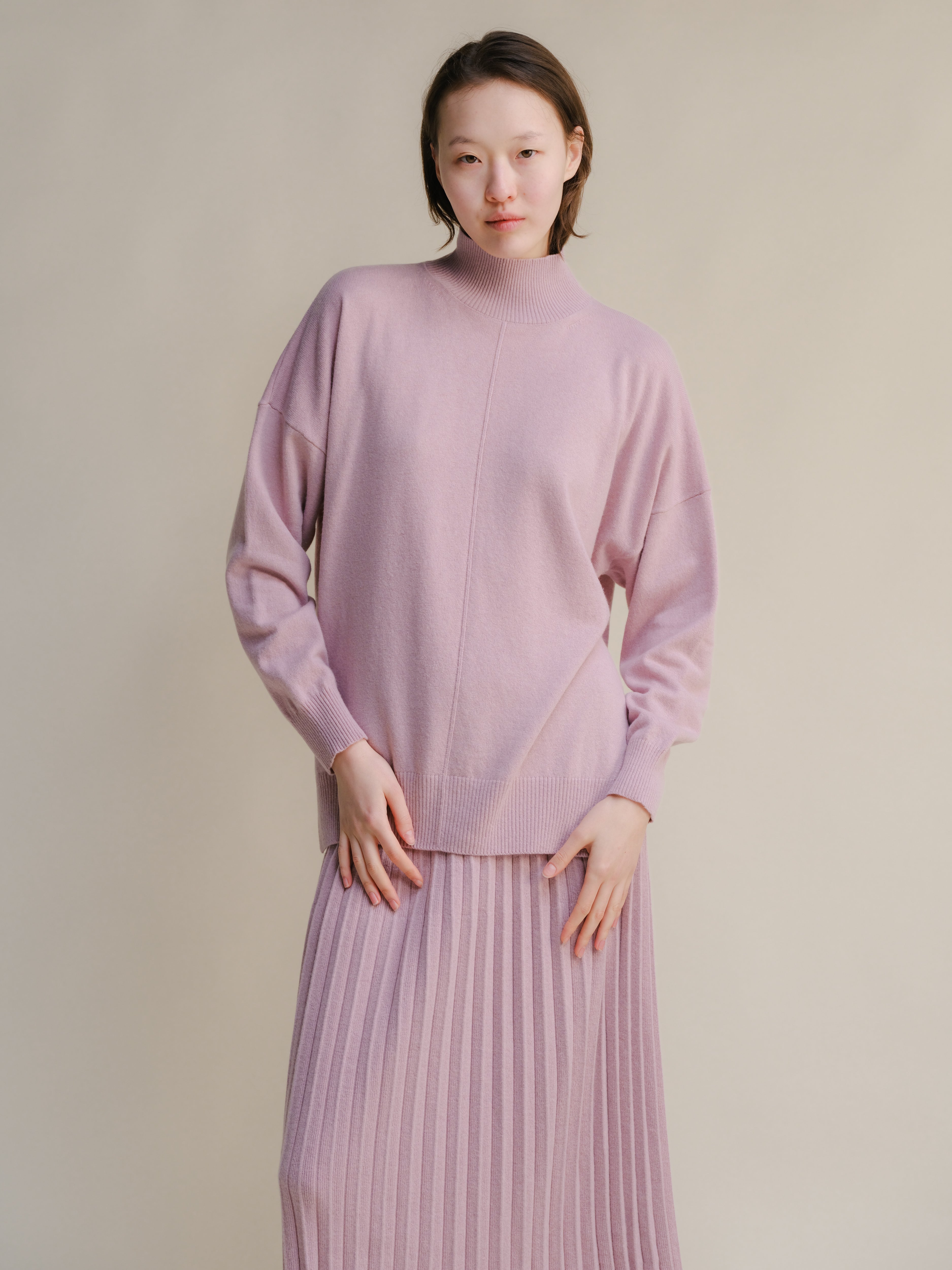 Cashmere Mix High Neck with Side Slits
