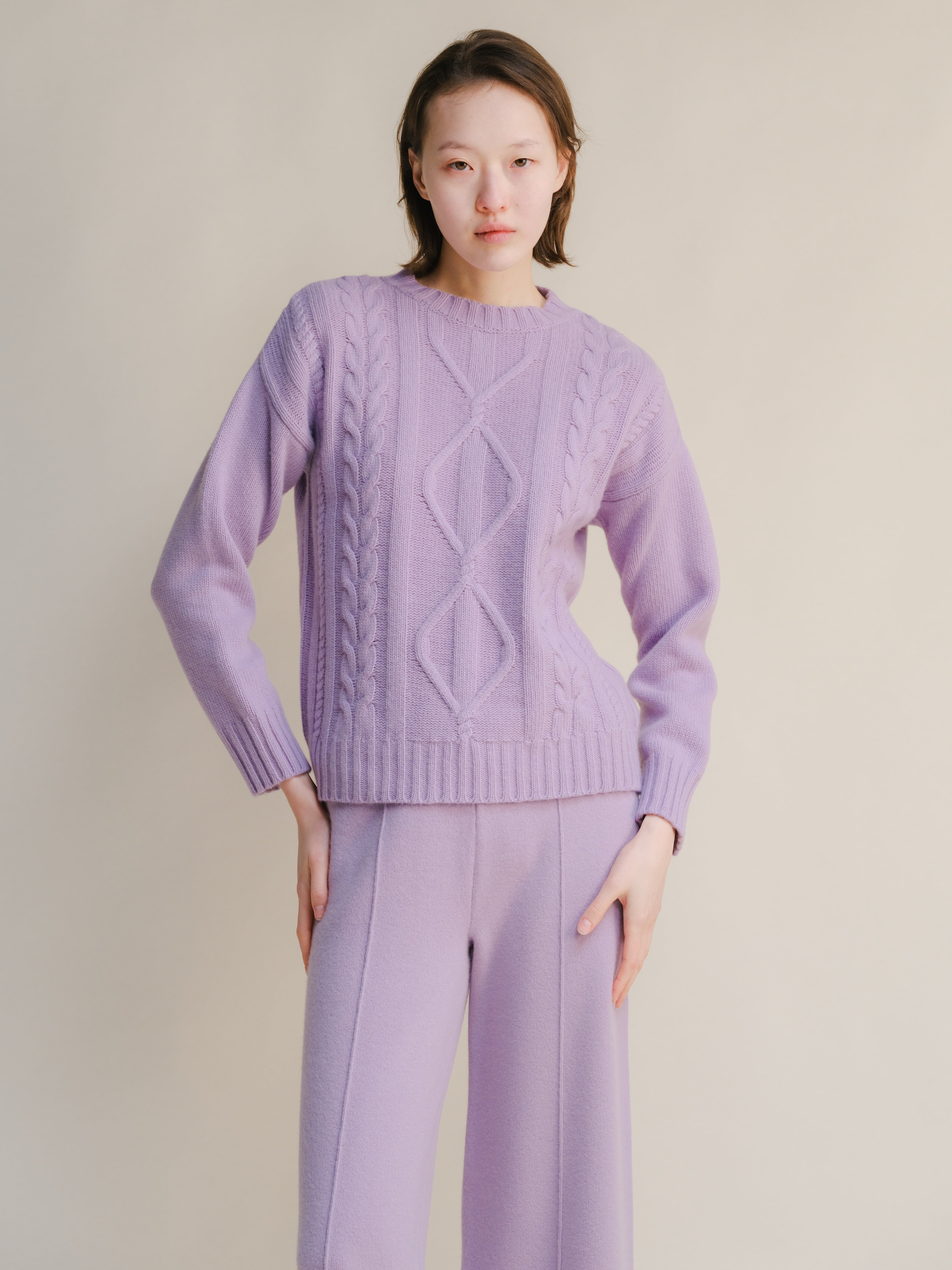 Cashmere Mix Cable Knit Sweater
