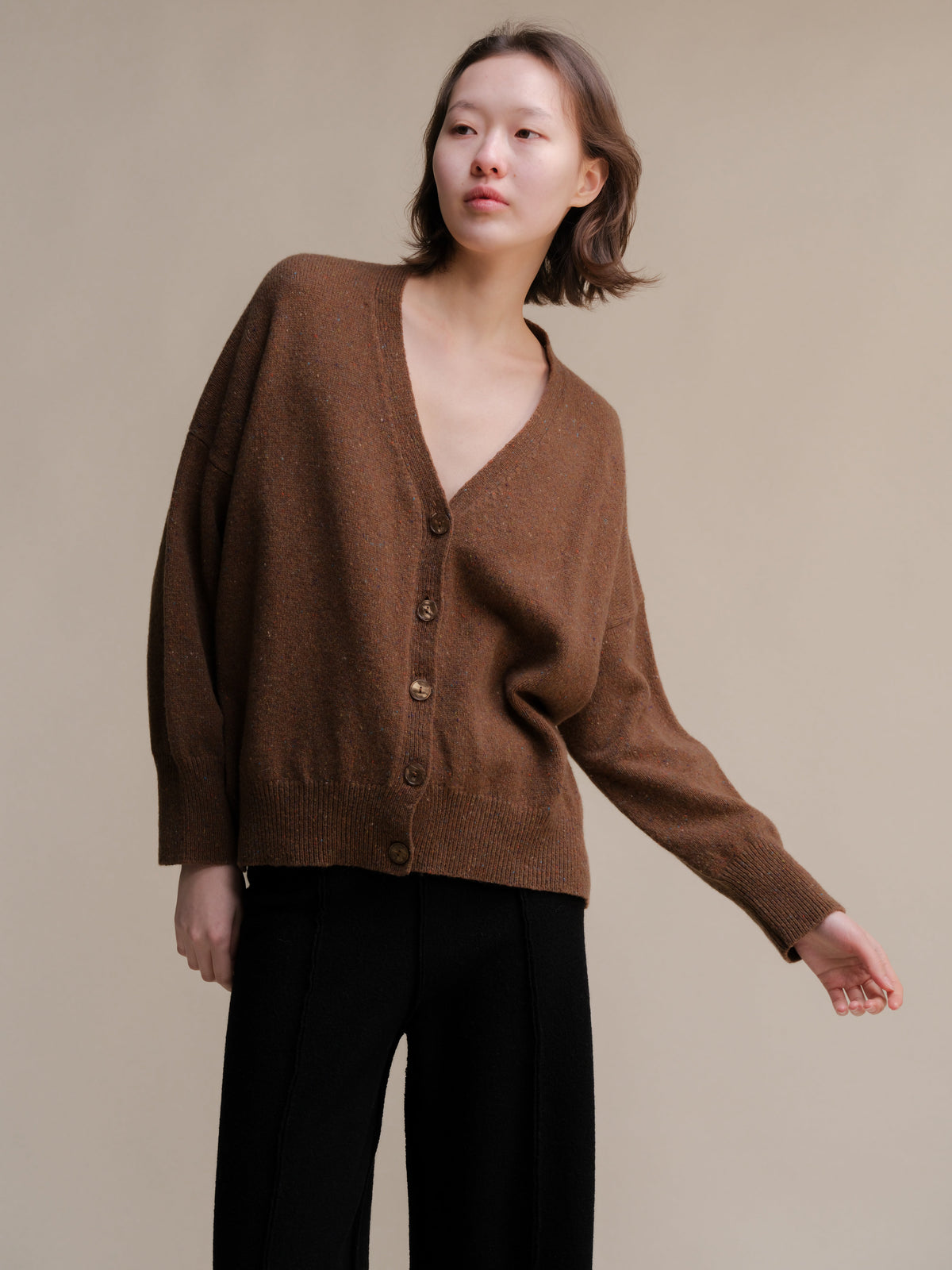 Maglia in Lana Riciclata e Vergine con Texture Tweed