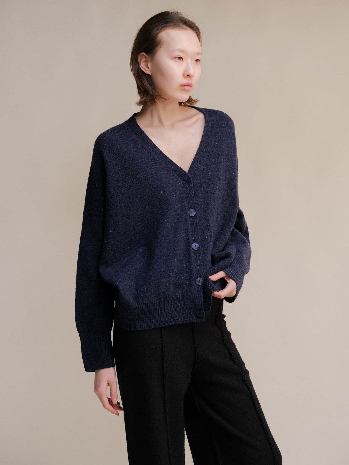 Maglia in Lana Riciclata e Vergine con Texture Tweed