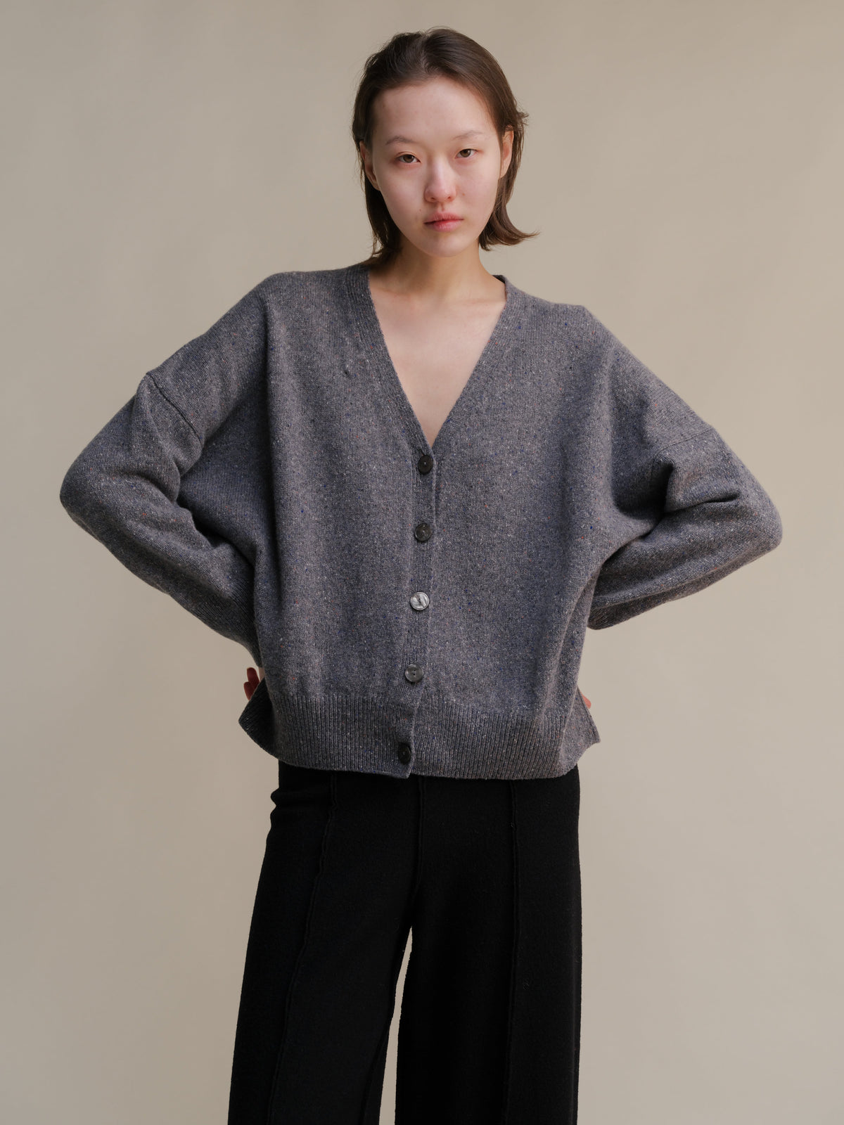 Maglia in Lana Riciclata e Vergine con Texture Tweed