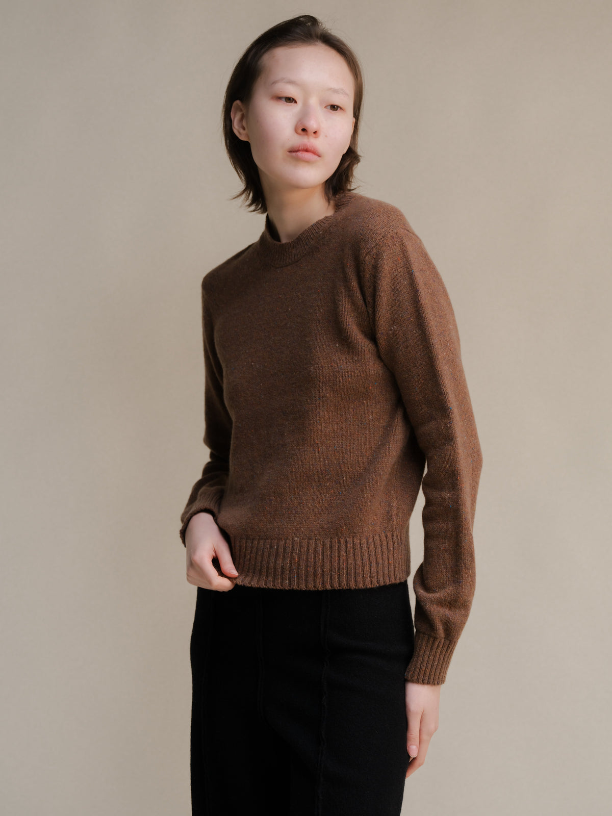 Maglia Cropped in Lana Effetto Tweed