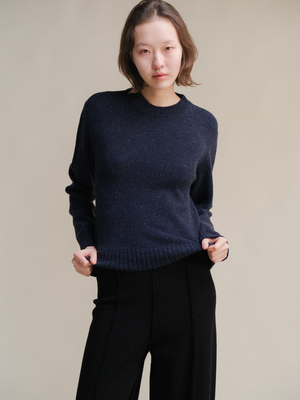 Maglia Cropped in Lana Effetto Tweed