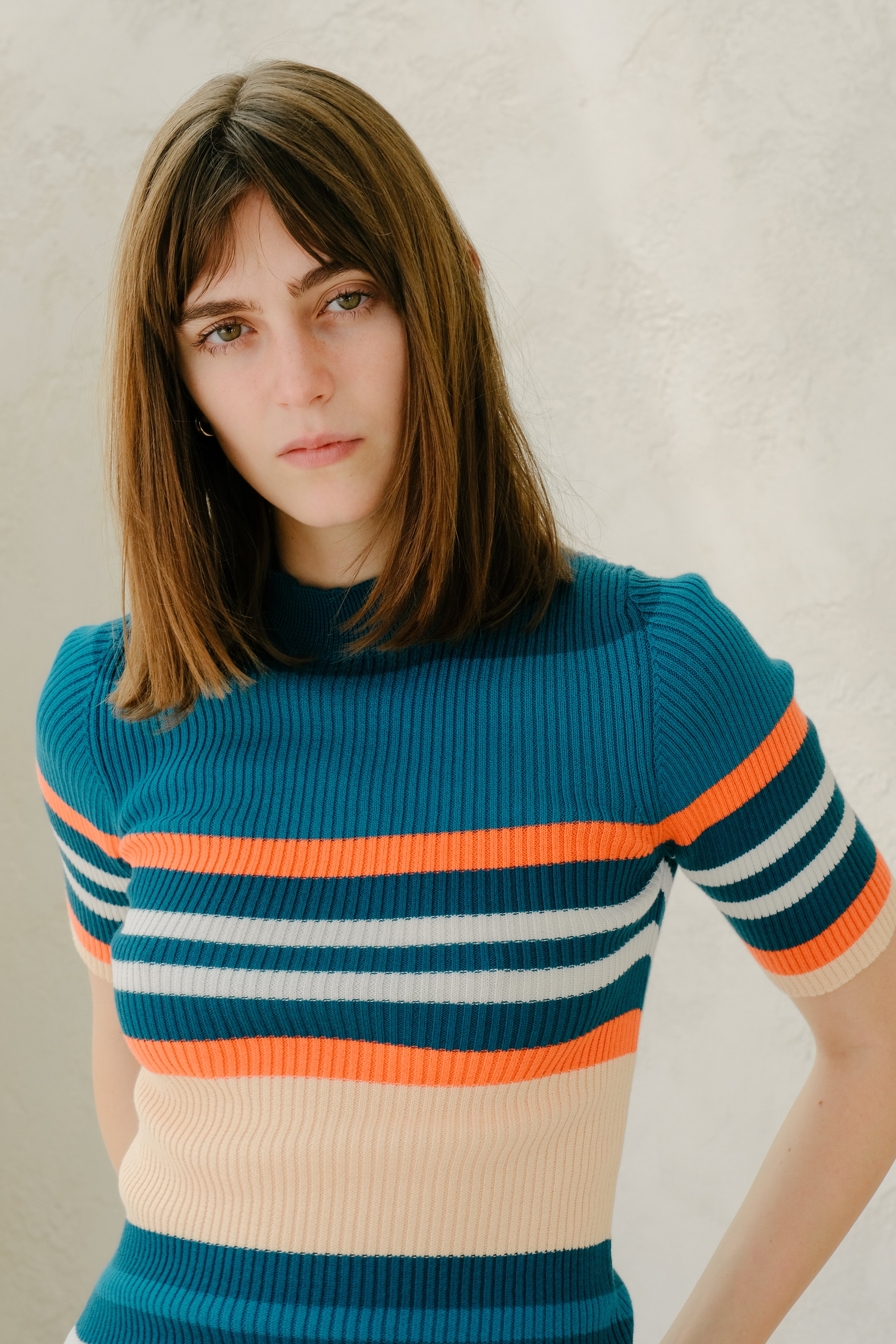 Pima Cotton Ribbed Multicolor T-Shirt
