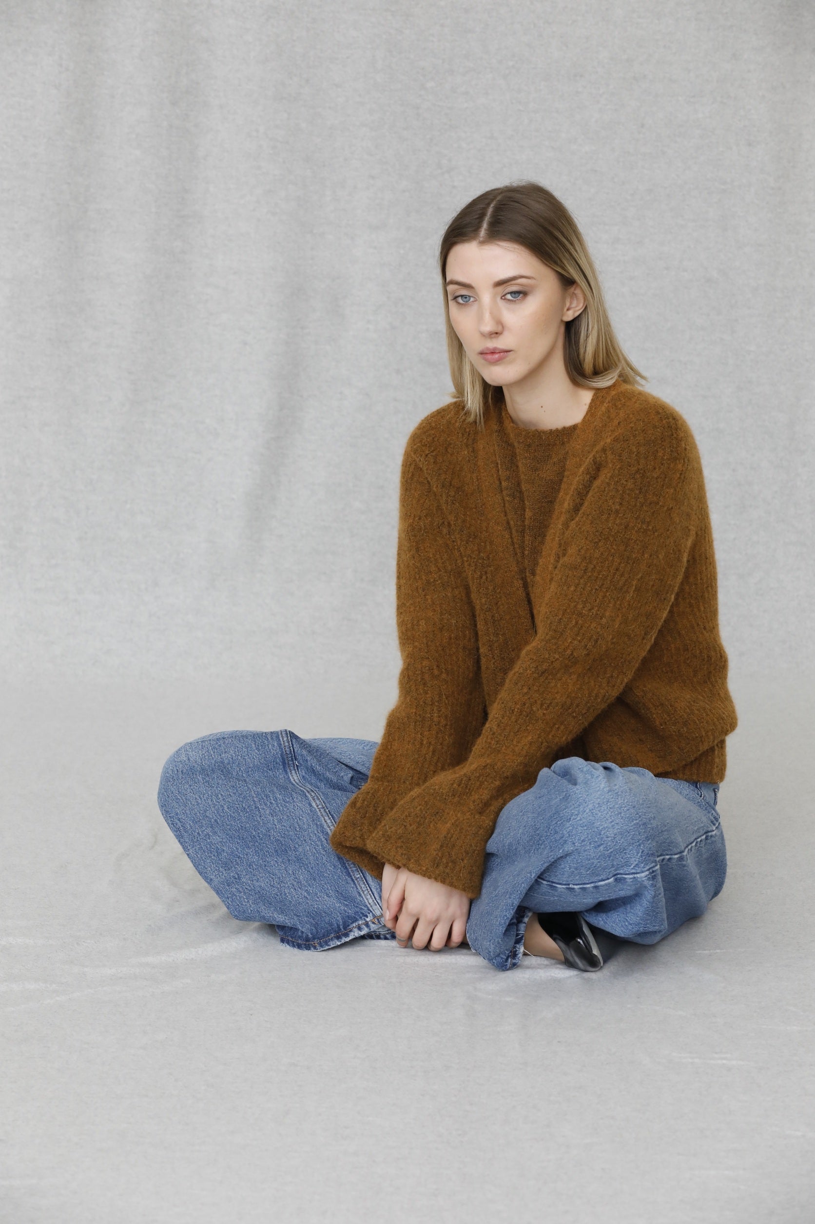 Cardigan con risvolti in misto Lana e Alpaca - Perla
