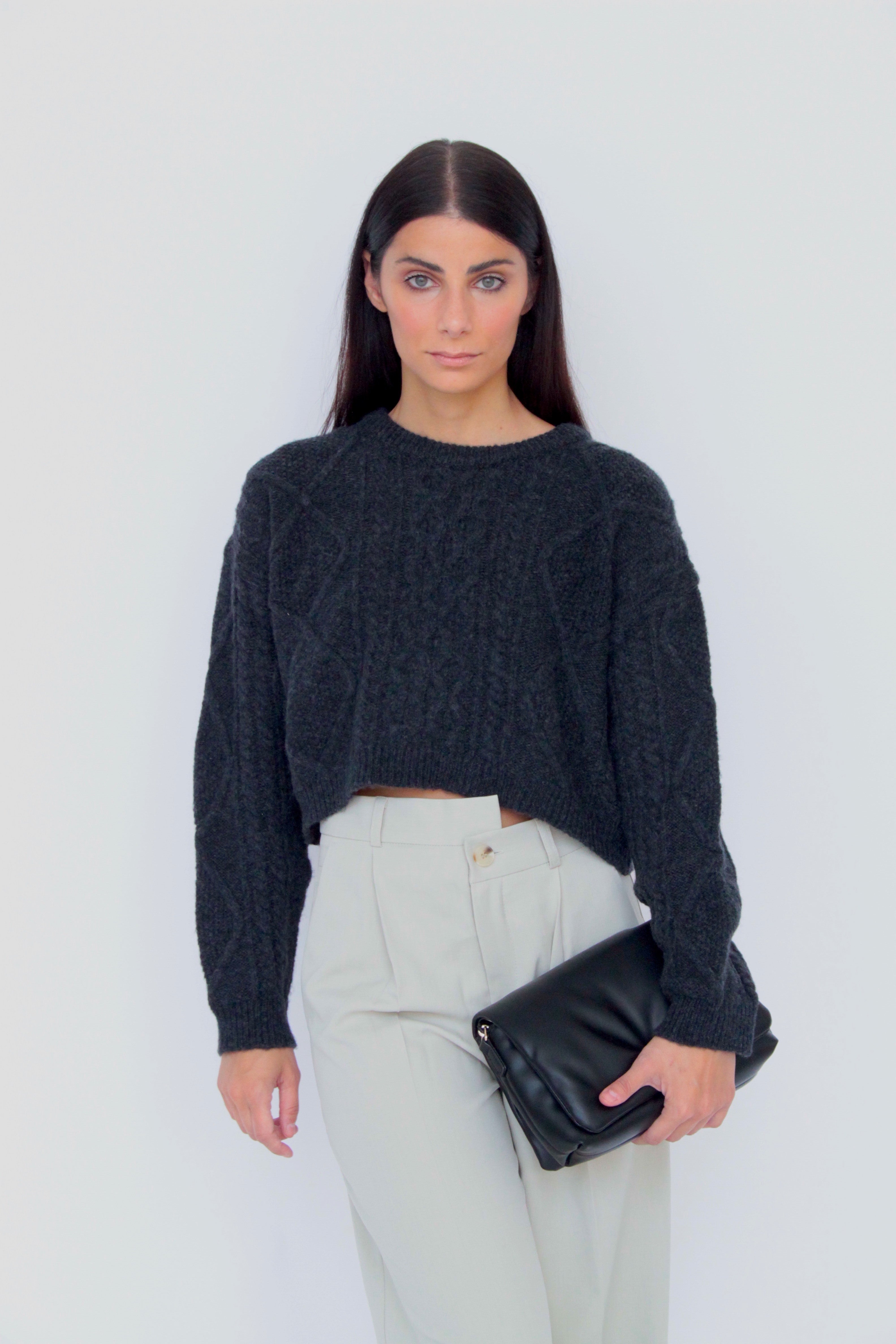 Maglione con trecce in Lana Merinos - Caterina