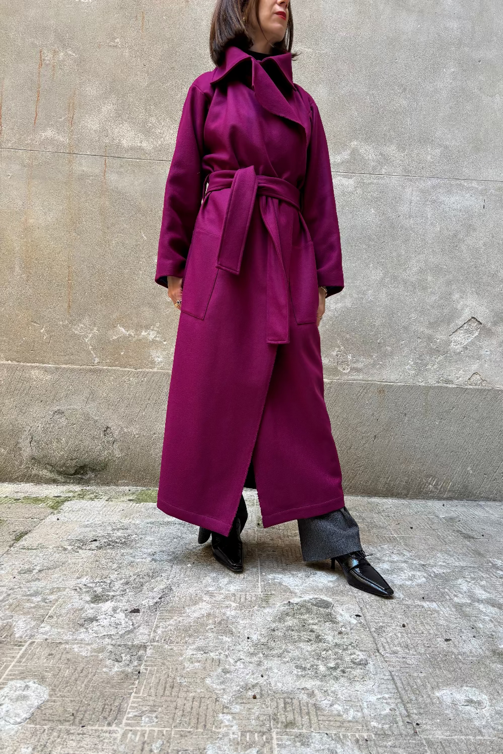 Burgundy recycled wool coat-2