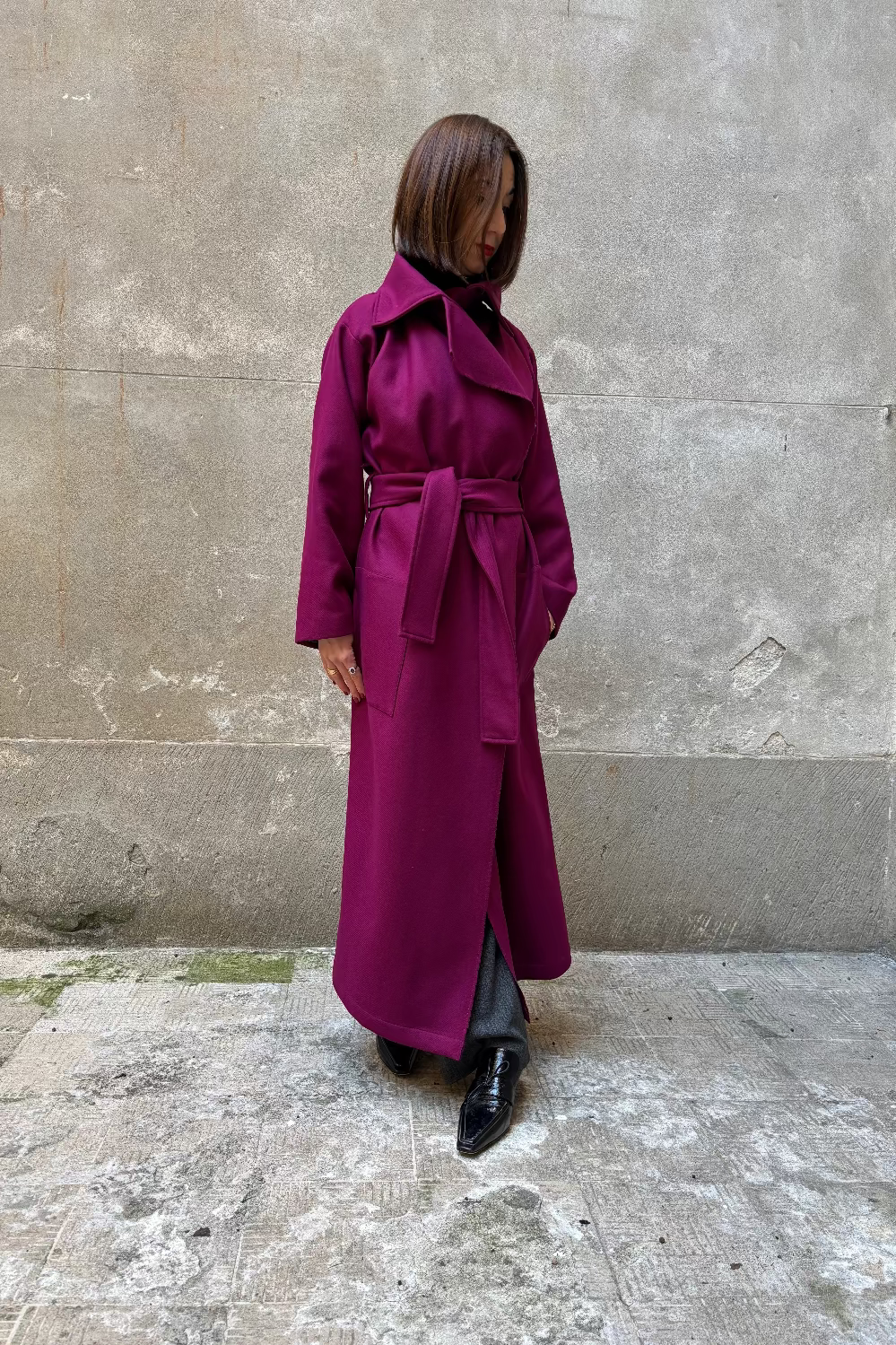 Burgundy recycled wool coat-3