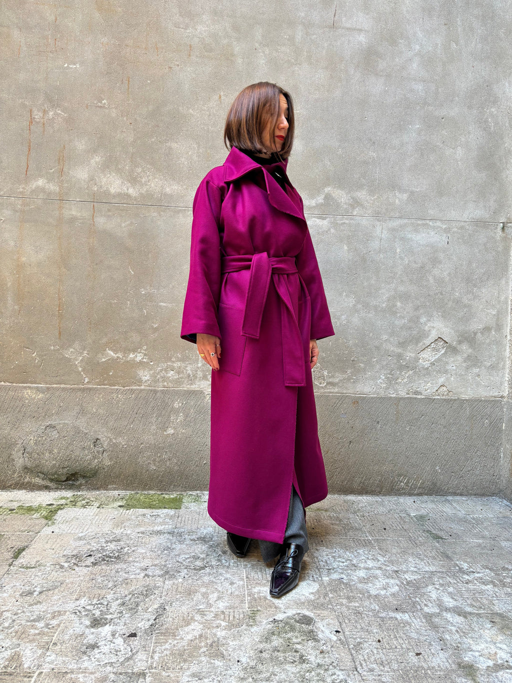 Burgundy recycled wool coat-4