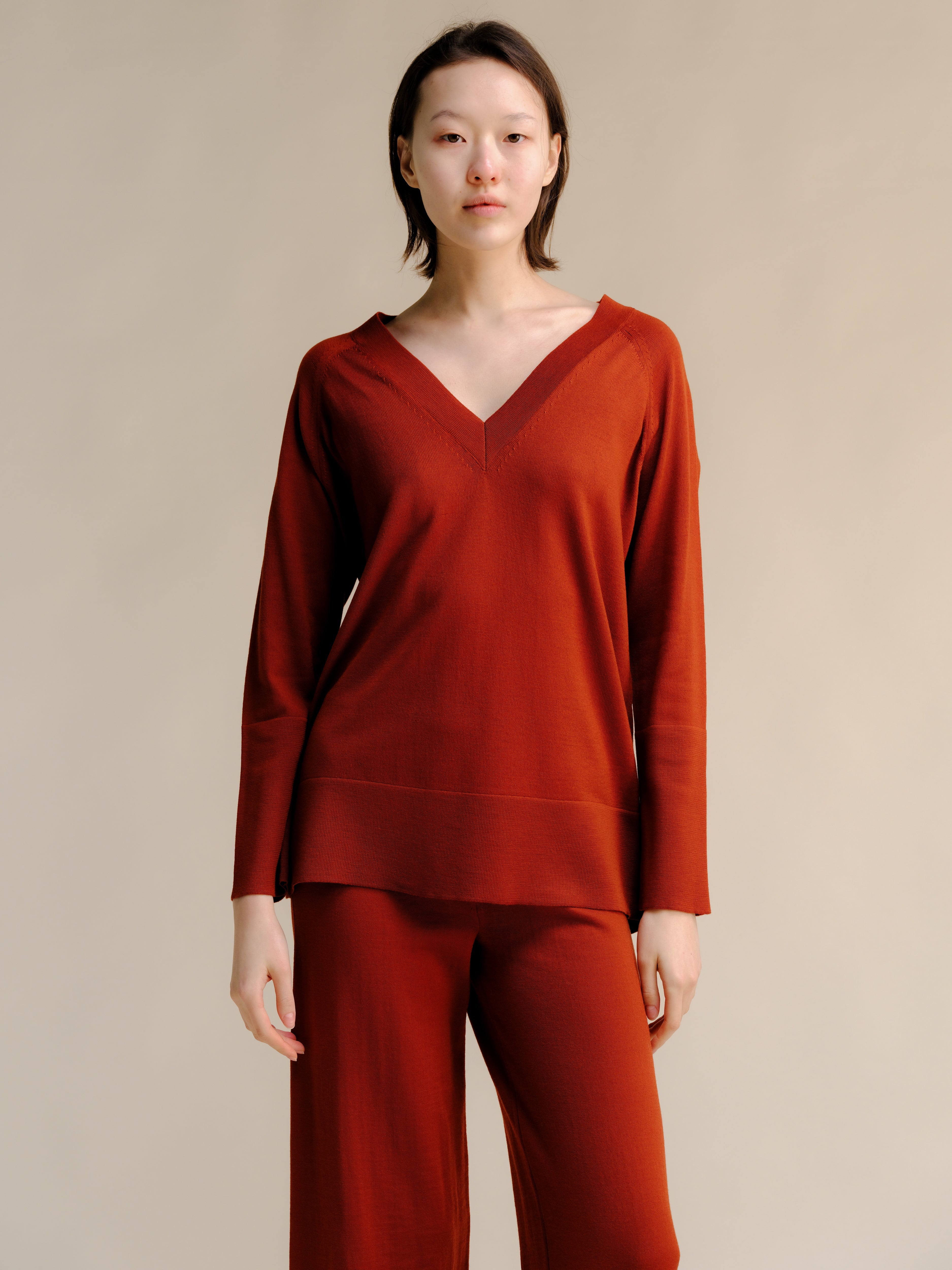 Extra Fine Merino V-Neck Maxi Sweater