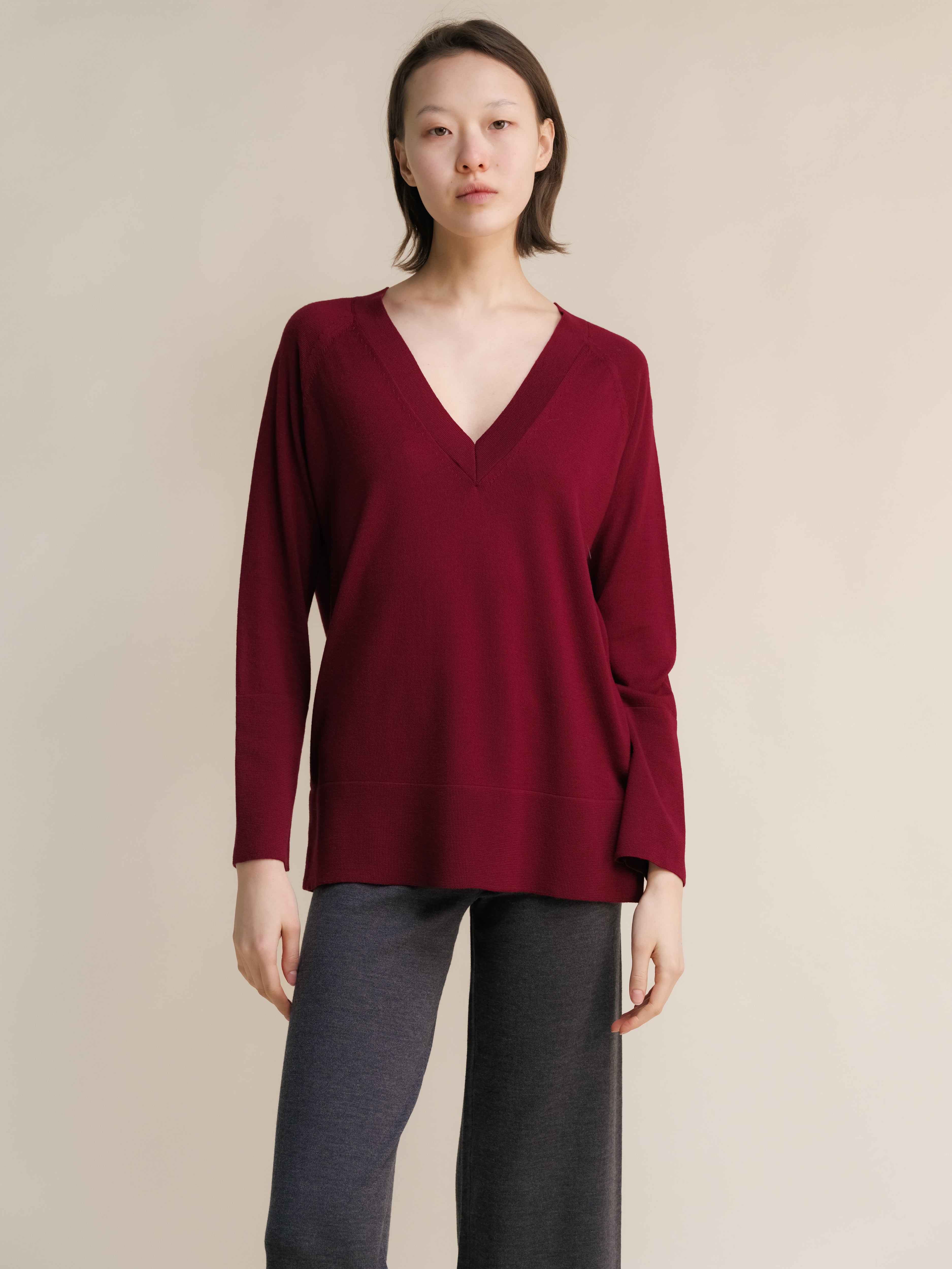 Extra Fine Merino V-Neck Maxi Sweater