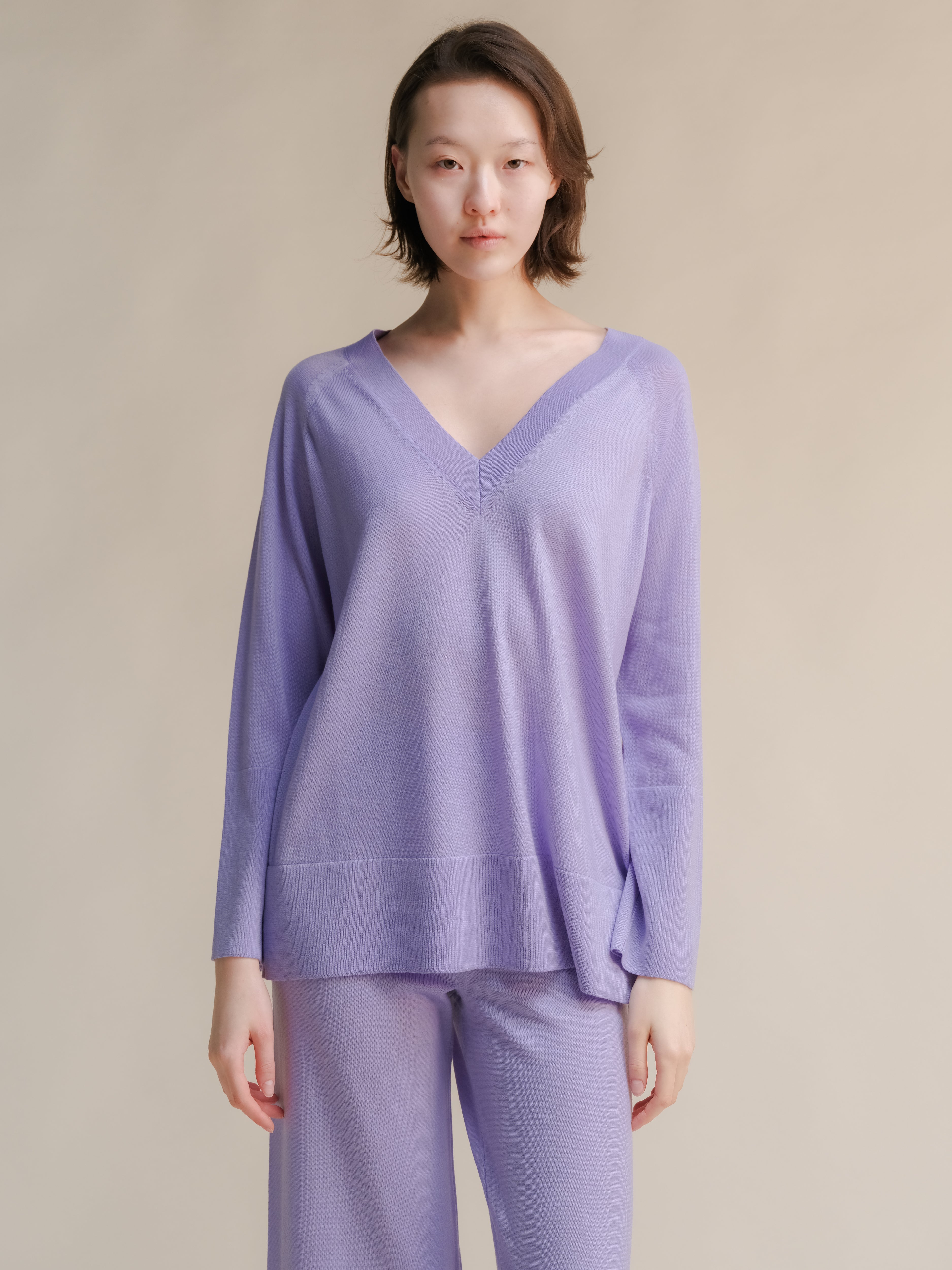 Extra Fine Merino V-Neck Maxi Sweater