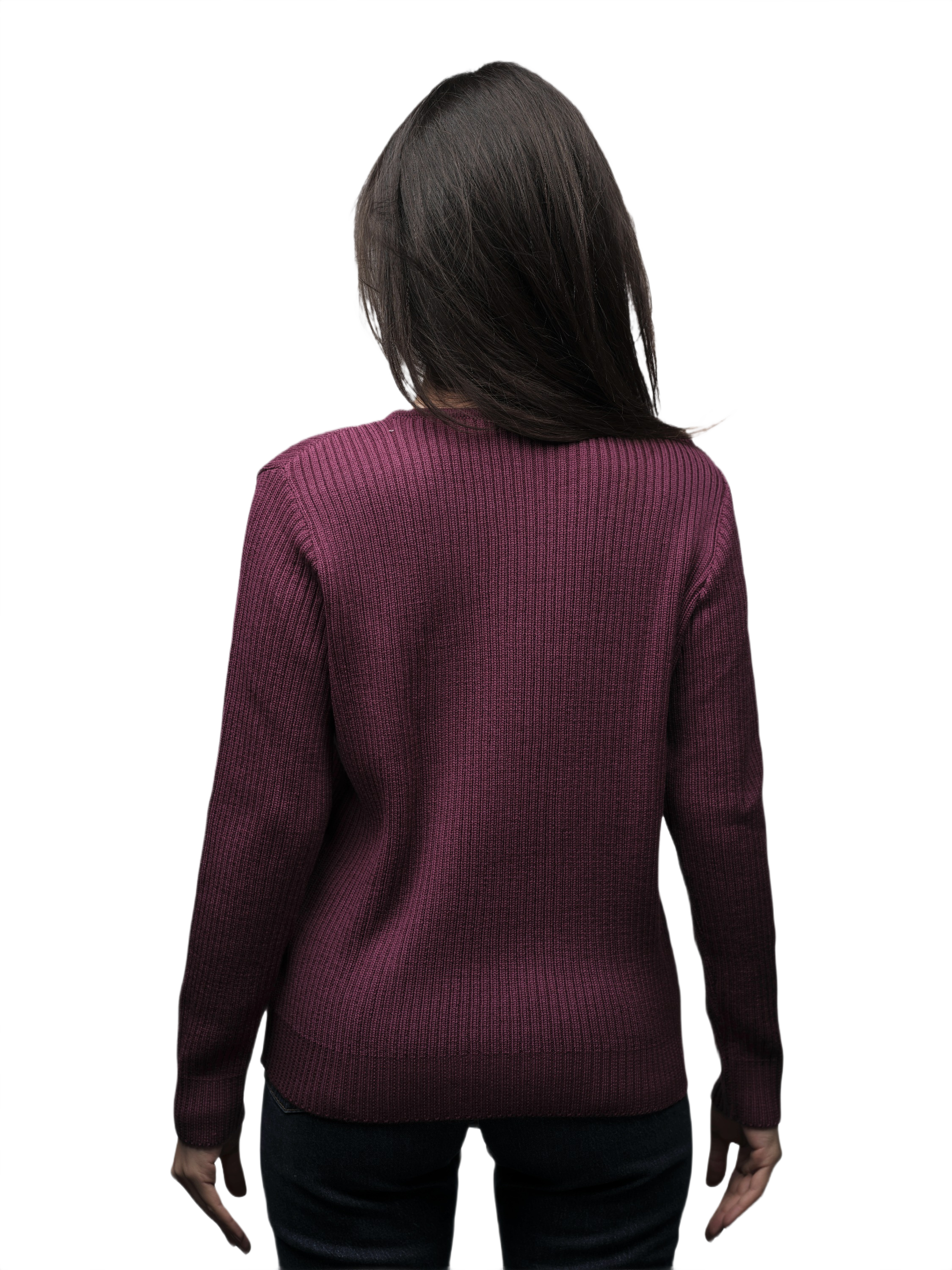 Maglia Donna a Coste Girocollo in Lana Merino