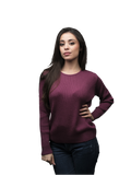 Maglia Donna a Coste Girocollo in Lana Merino