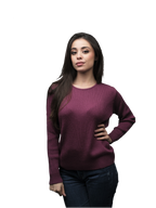 Maglia Donna a Coste Girocollo in Lana Merino
