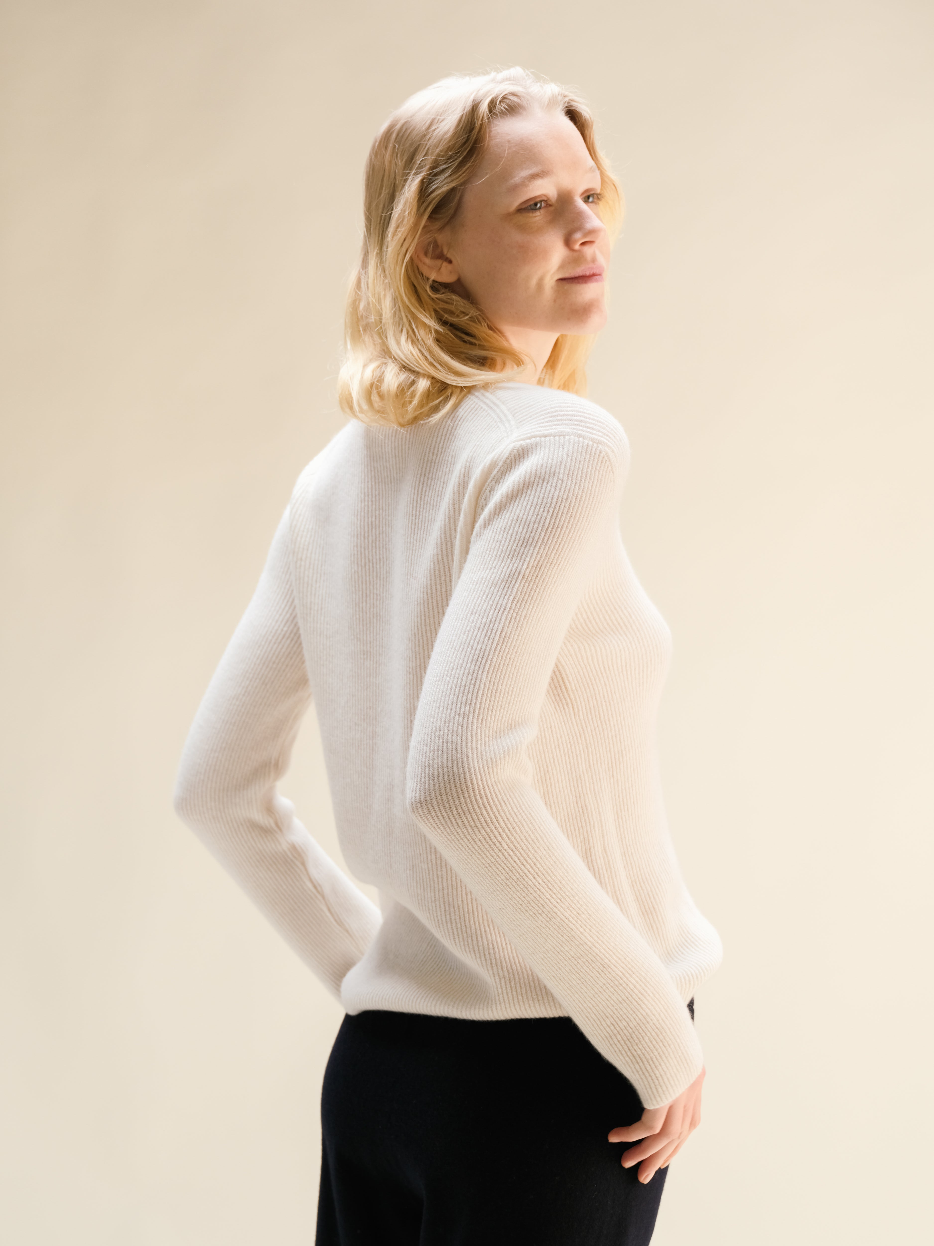 Cashmere Mix Ribbed V-Neck