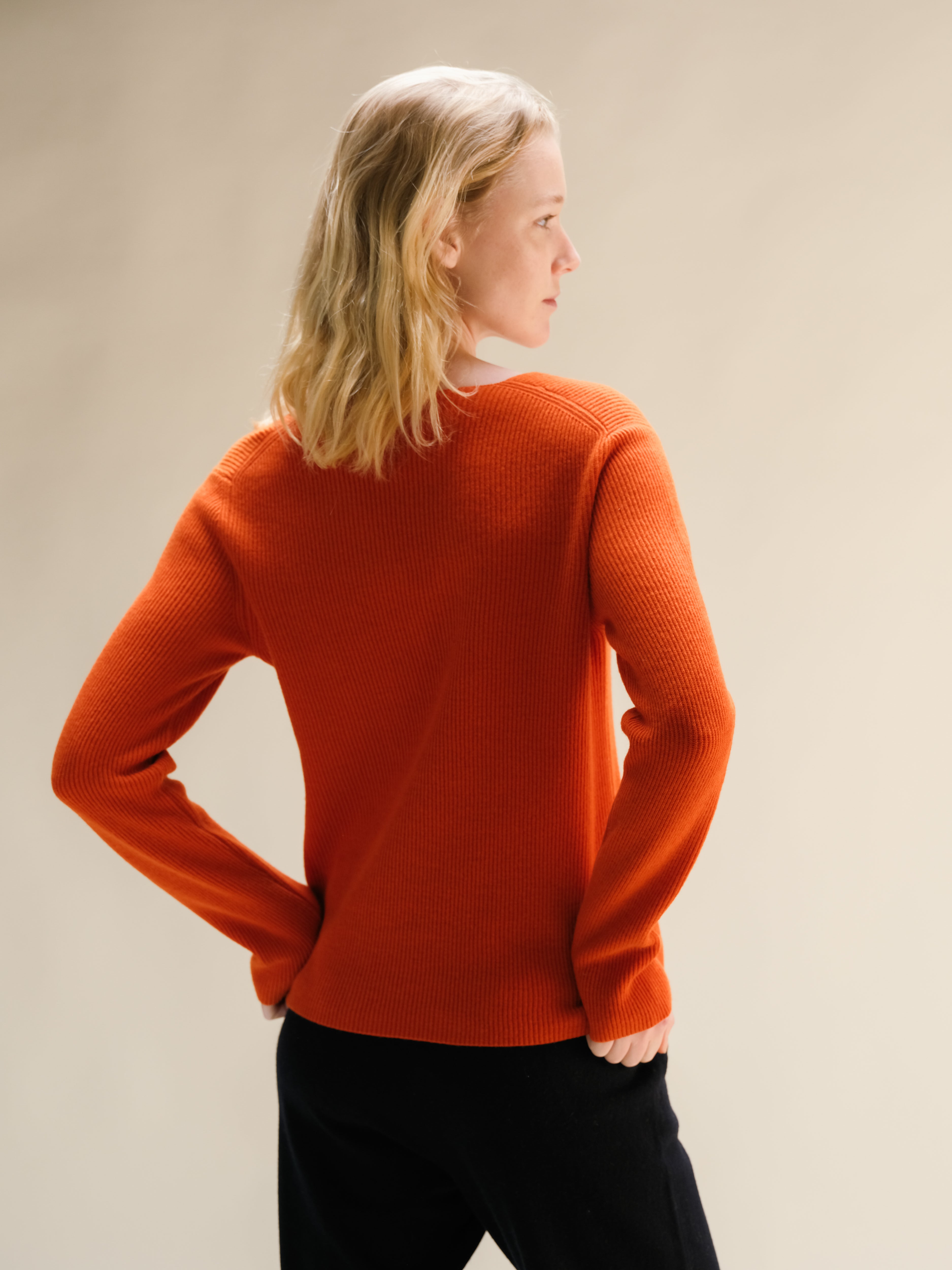 Cashmere Mix Ribbed V-Neck