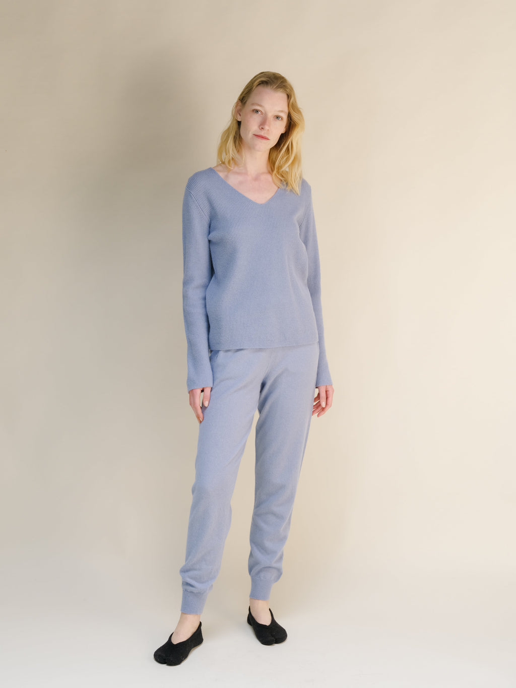 Cashmere Mix Ribbed V-Neck