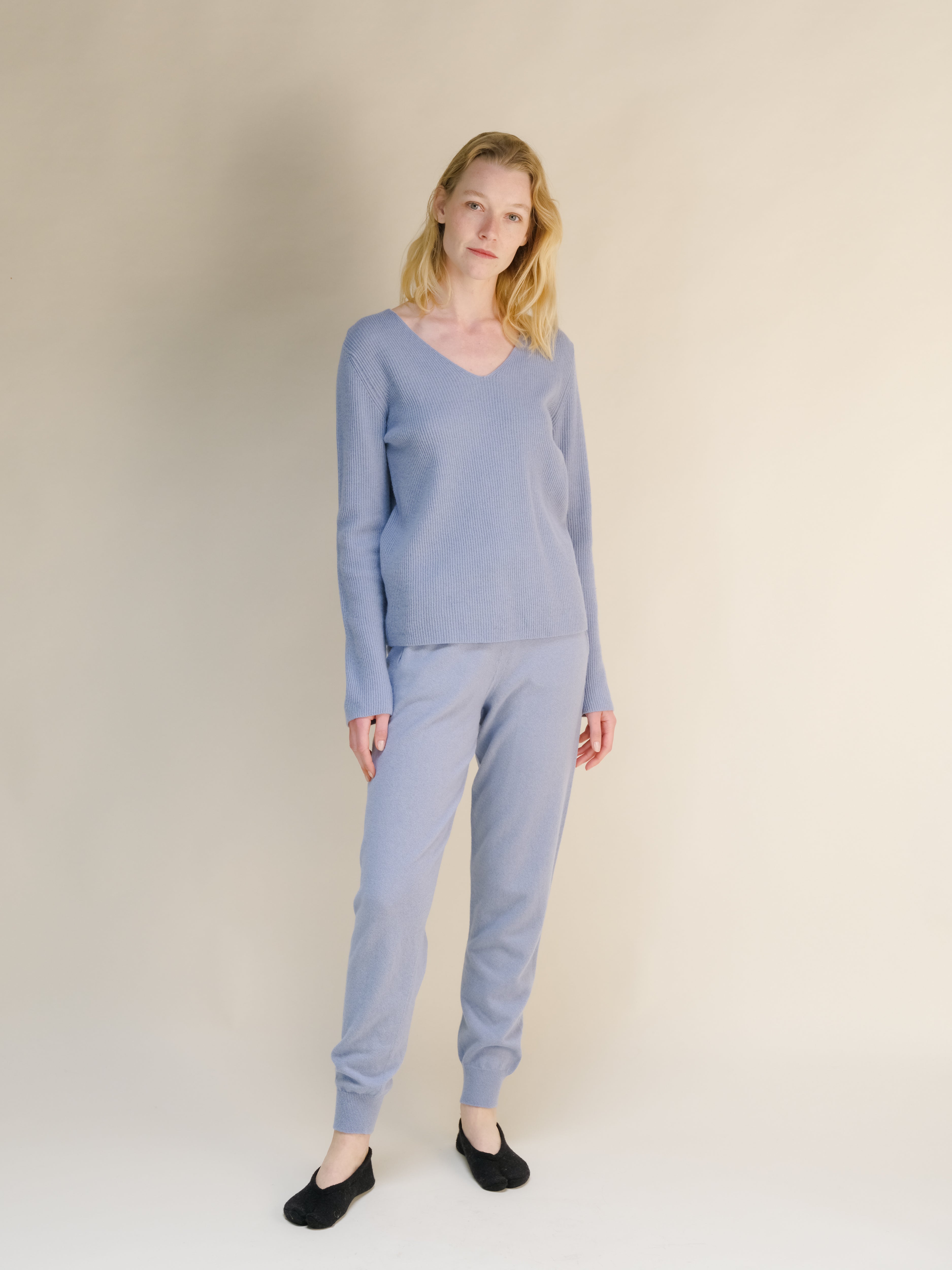 Cashmere Mix Ribbed V-Neck