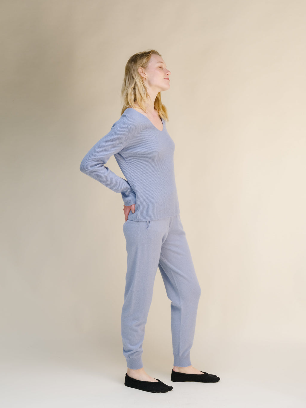 Cashmere Mix Ribbed V-Neck