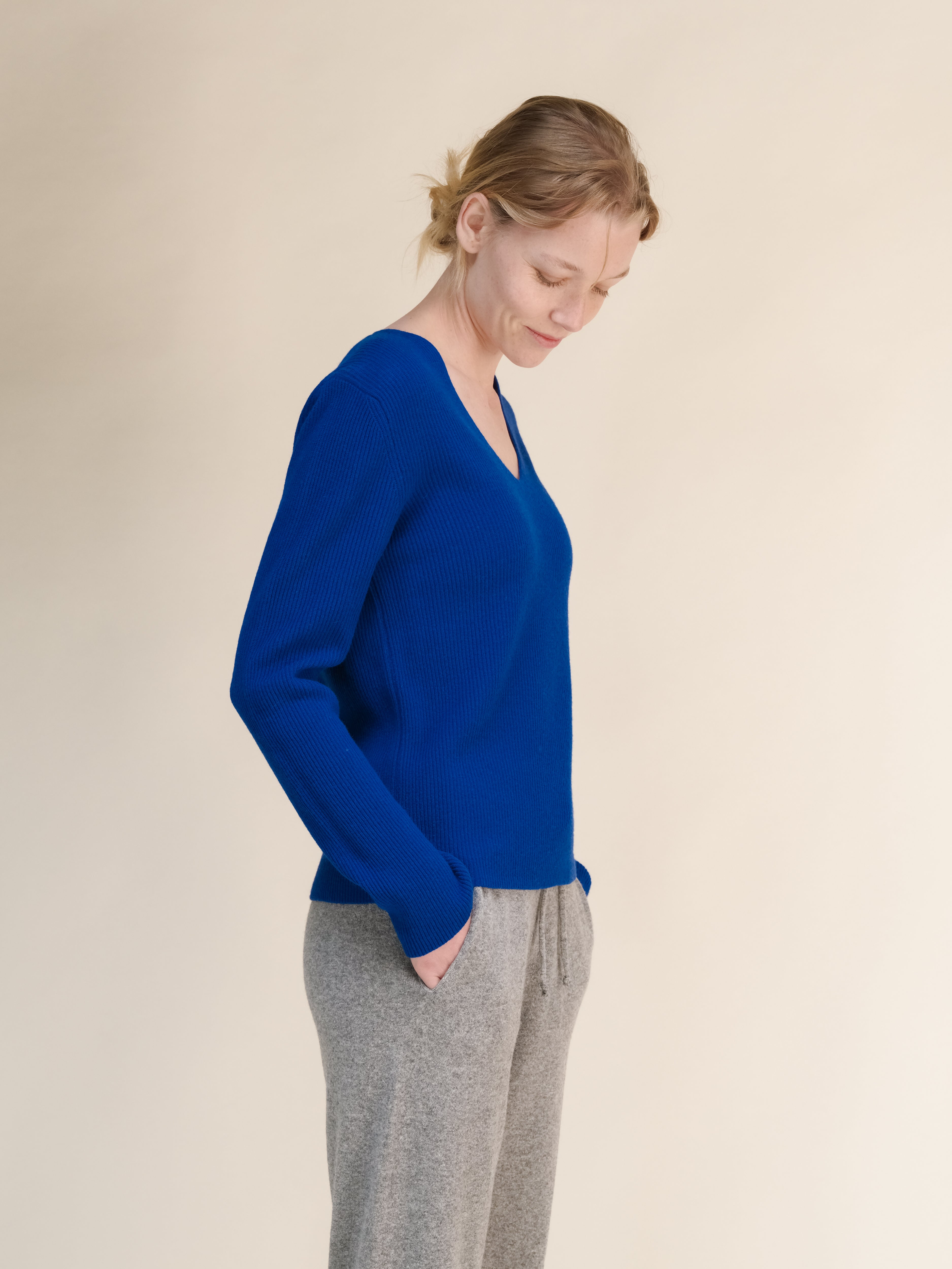 Cashmere Mix Ribbed V-Neck
