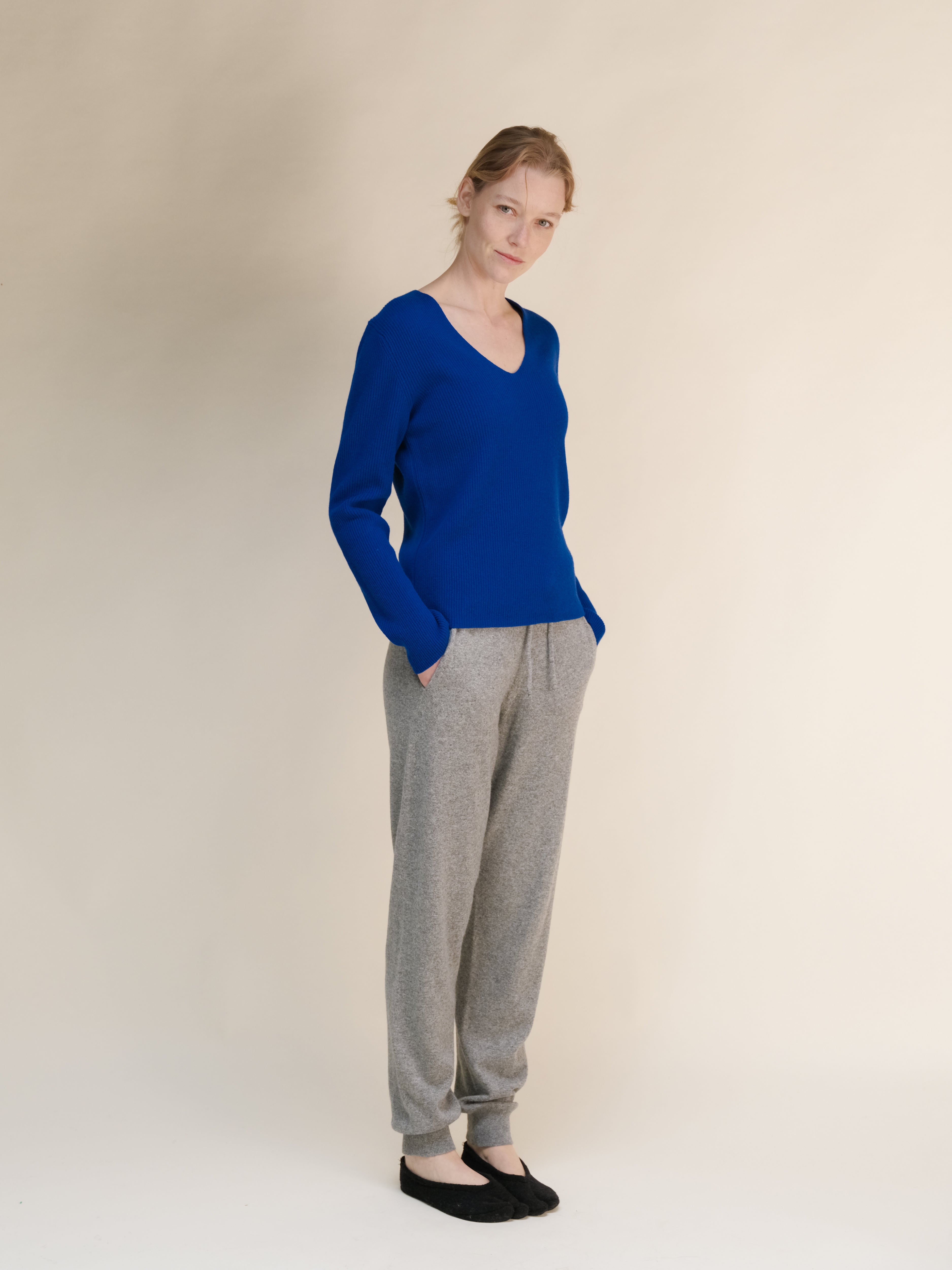 Cashmere Mix Ribbed V-Neck