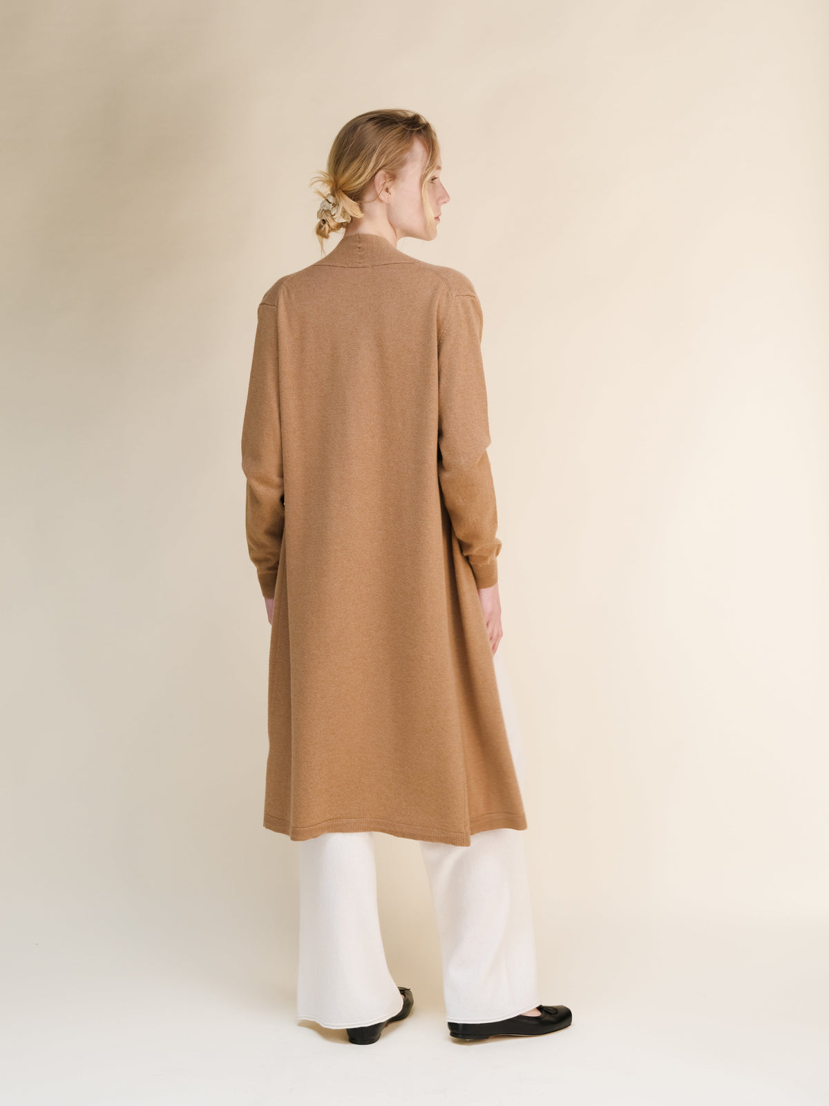 Cardigan Aperto in Lana e Cashmere con Maniche Lunghe