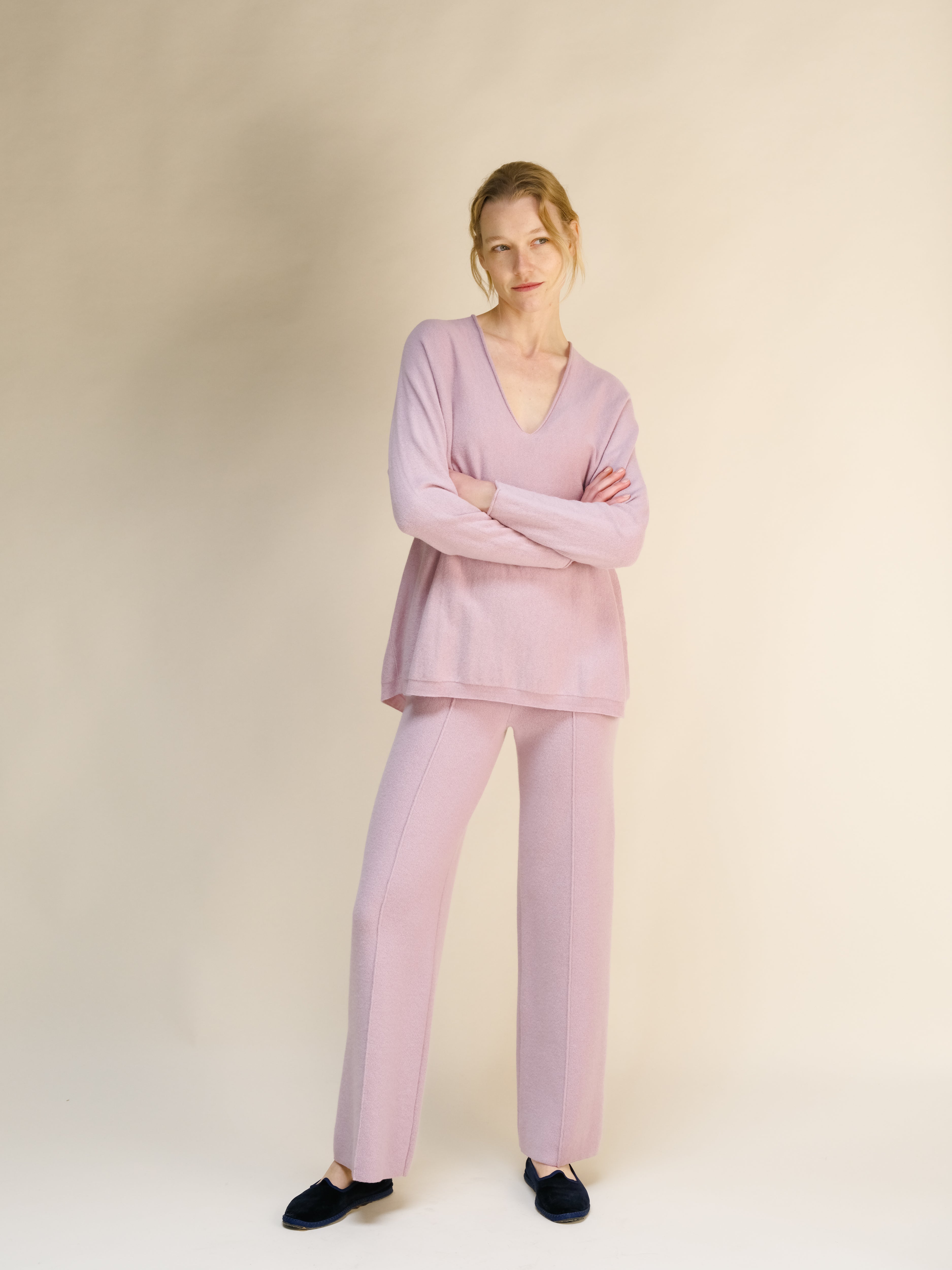 Cashmere Mix Wide-Leg Trousers
