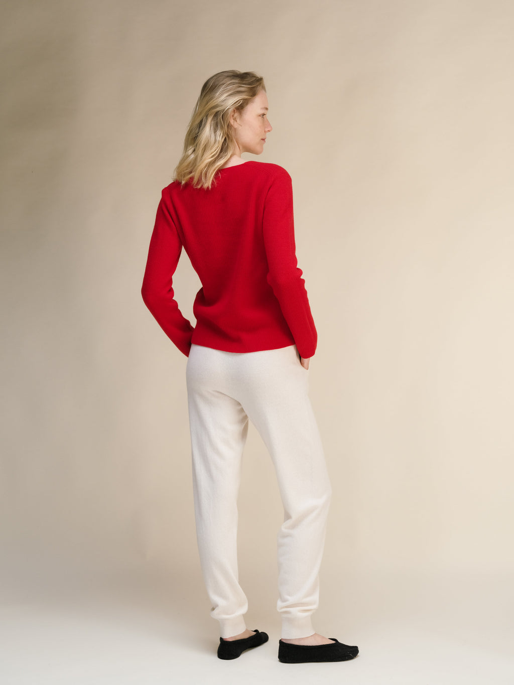 Cashmere Mix Ribbed V-Neck