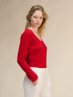 Cashmere Mix Ribbed V-Neck